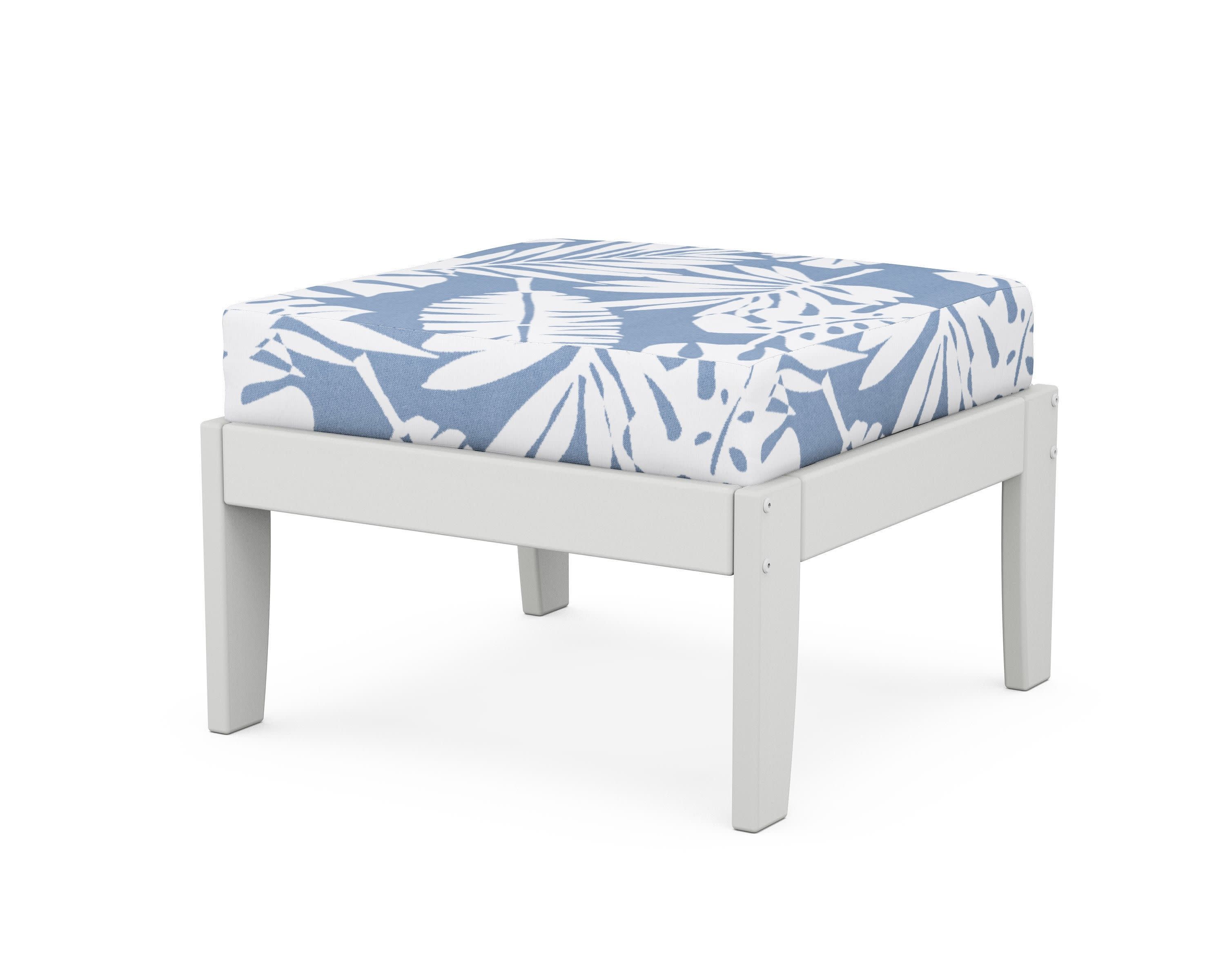 Modular Ottoman - Classic in White / Leaf Sky Blue