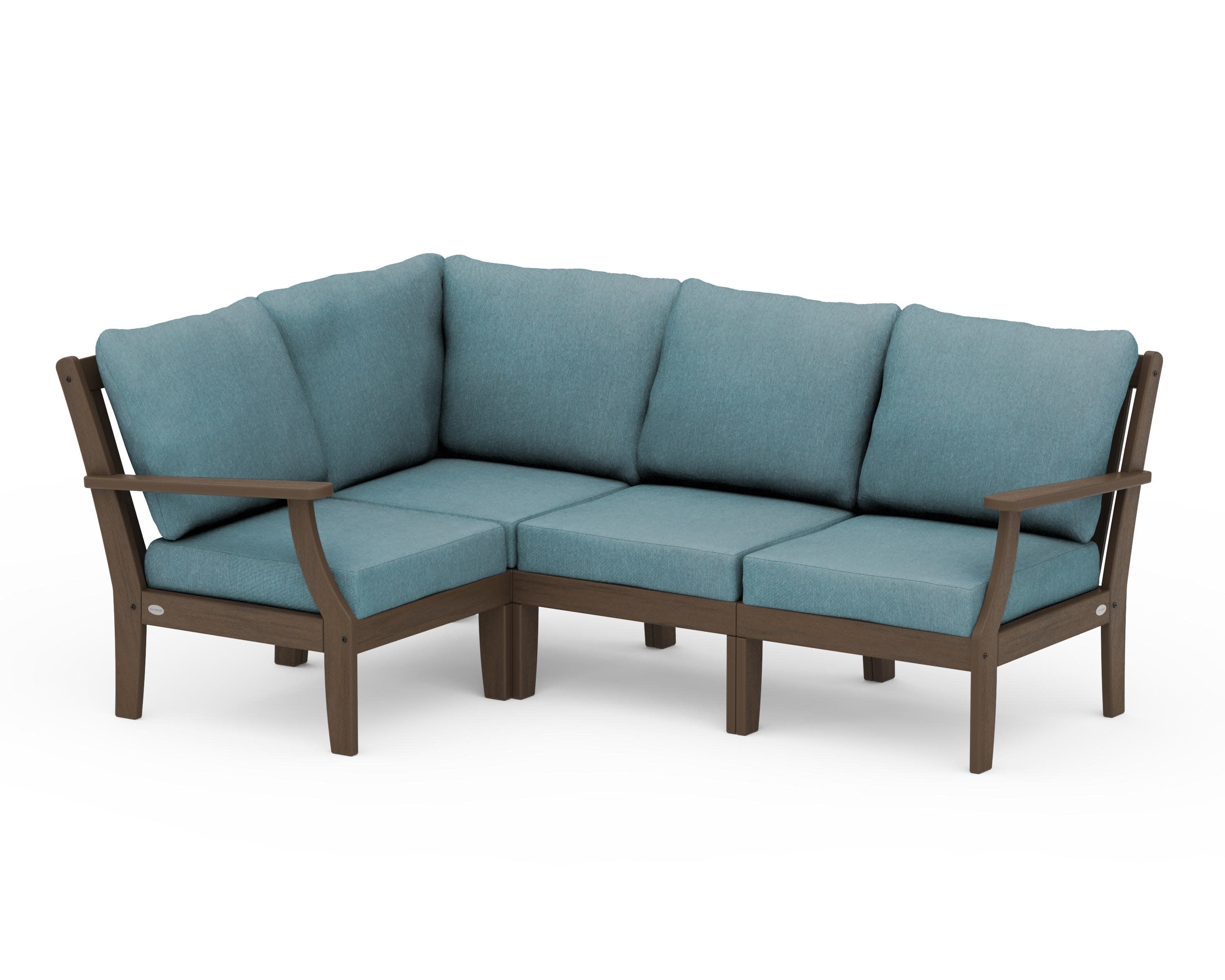 Braxton Modular 4-Piece Deep Seating Set in Kona / Ocean Teal