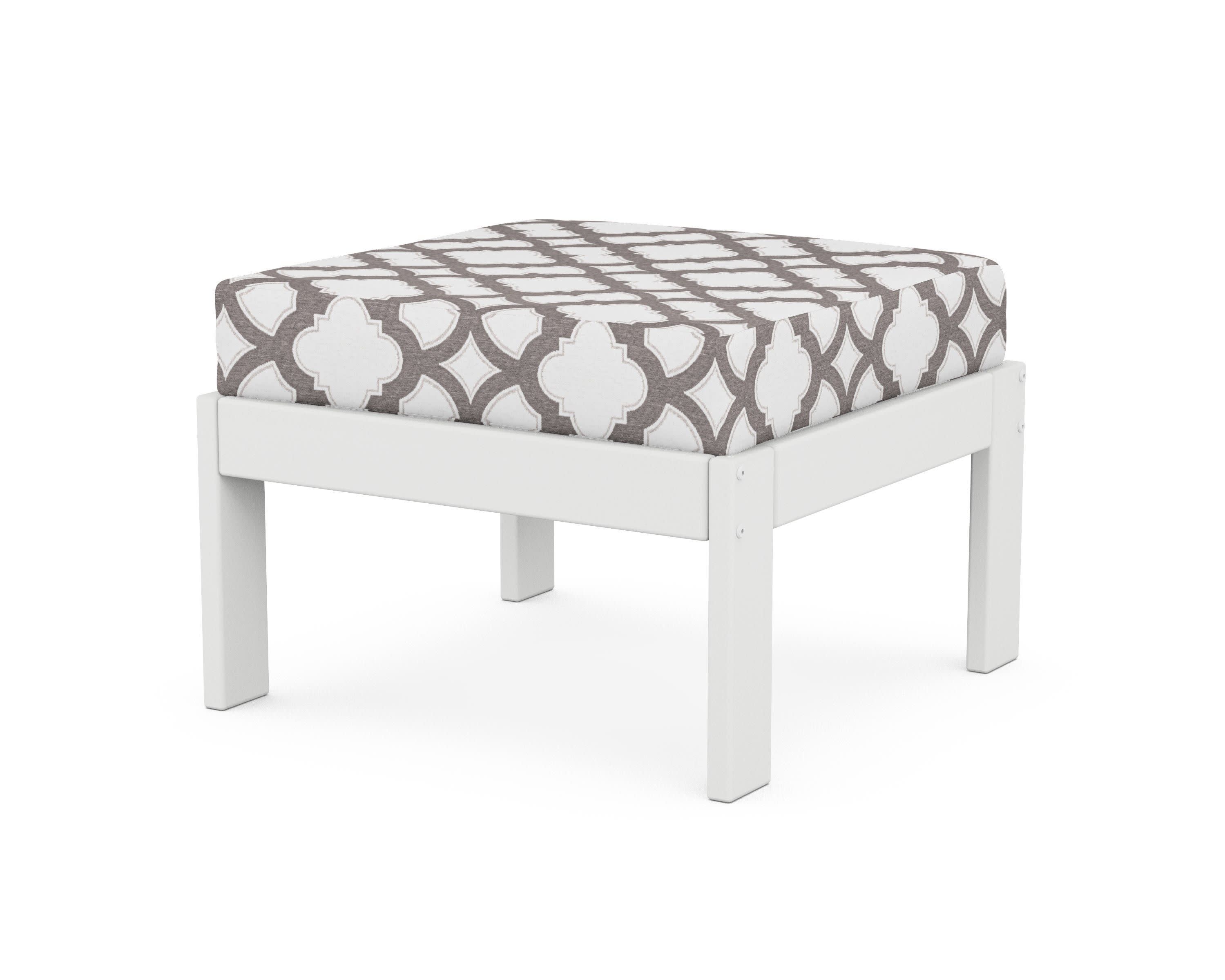 Vineyard Modular Ottoman in White / Trellis Grey Mist