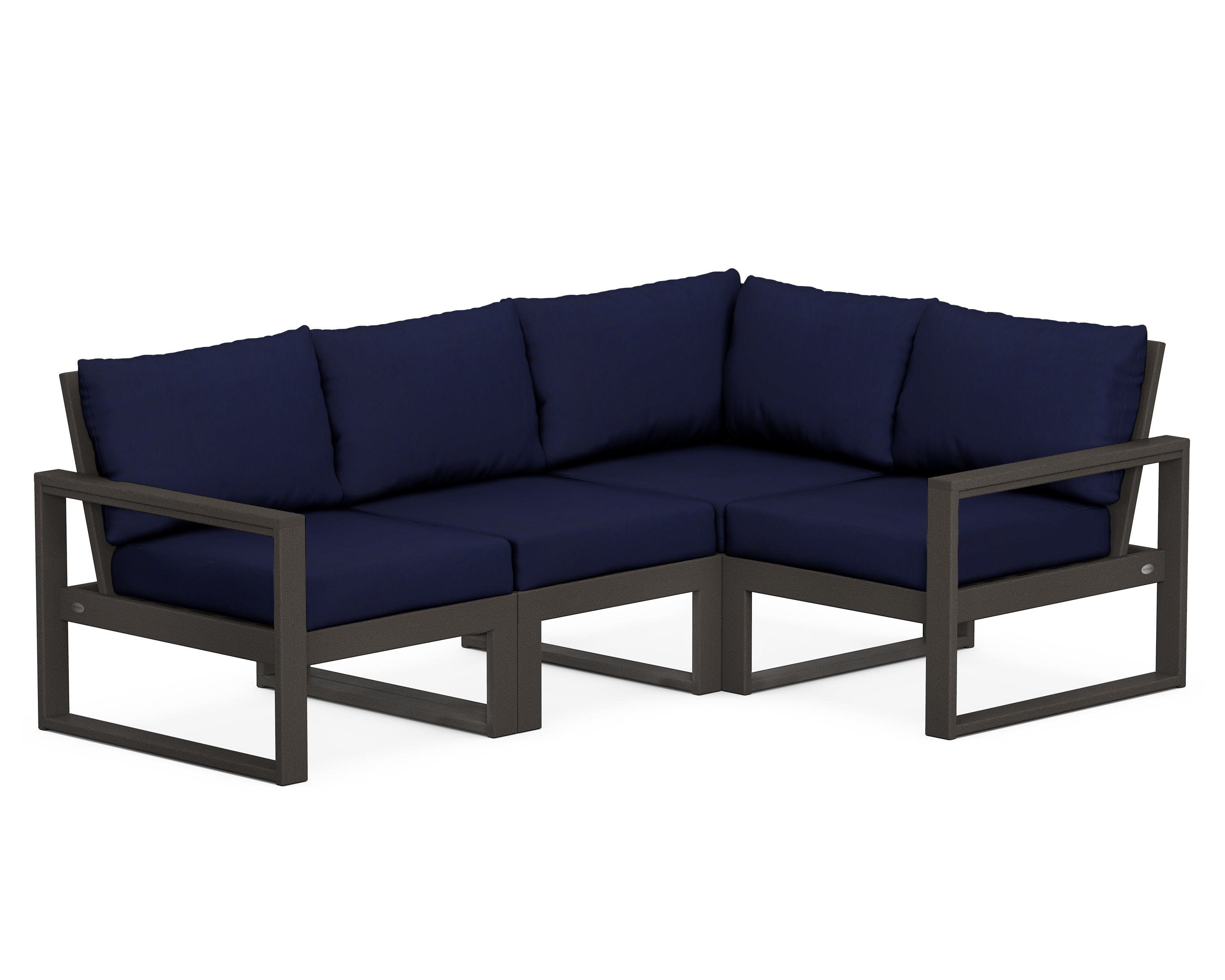 EDGE 4-Piece Modular Deep Seating Set in Vintage Coffee / Navy