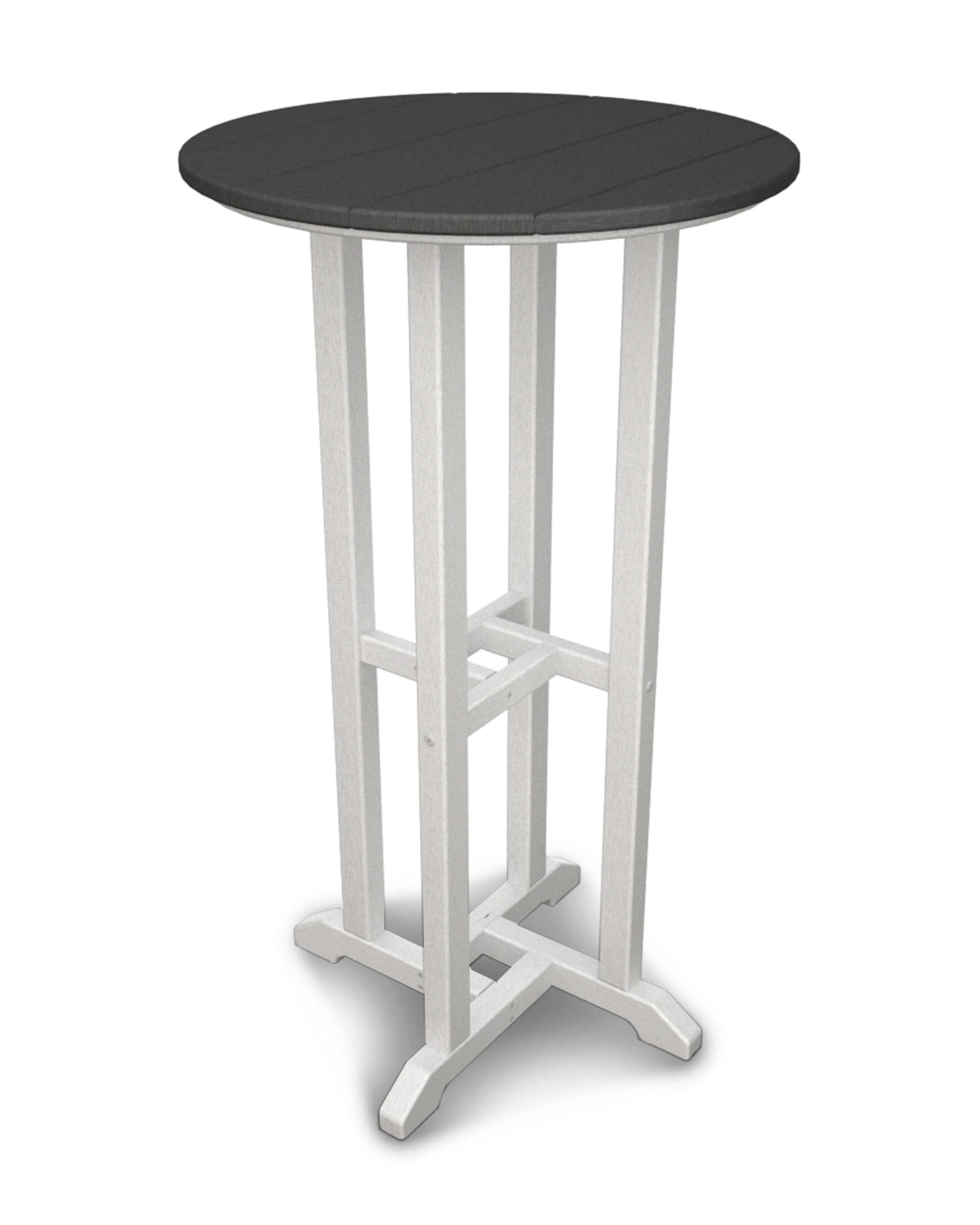 Contempo 24" Round Bar Table in White / Slate Grey