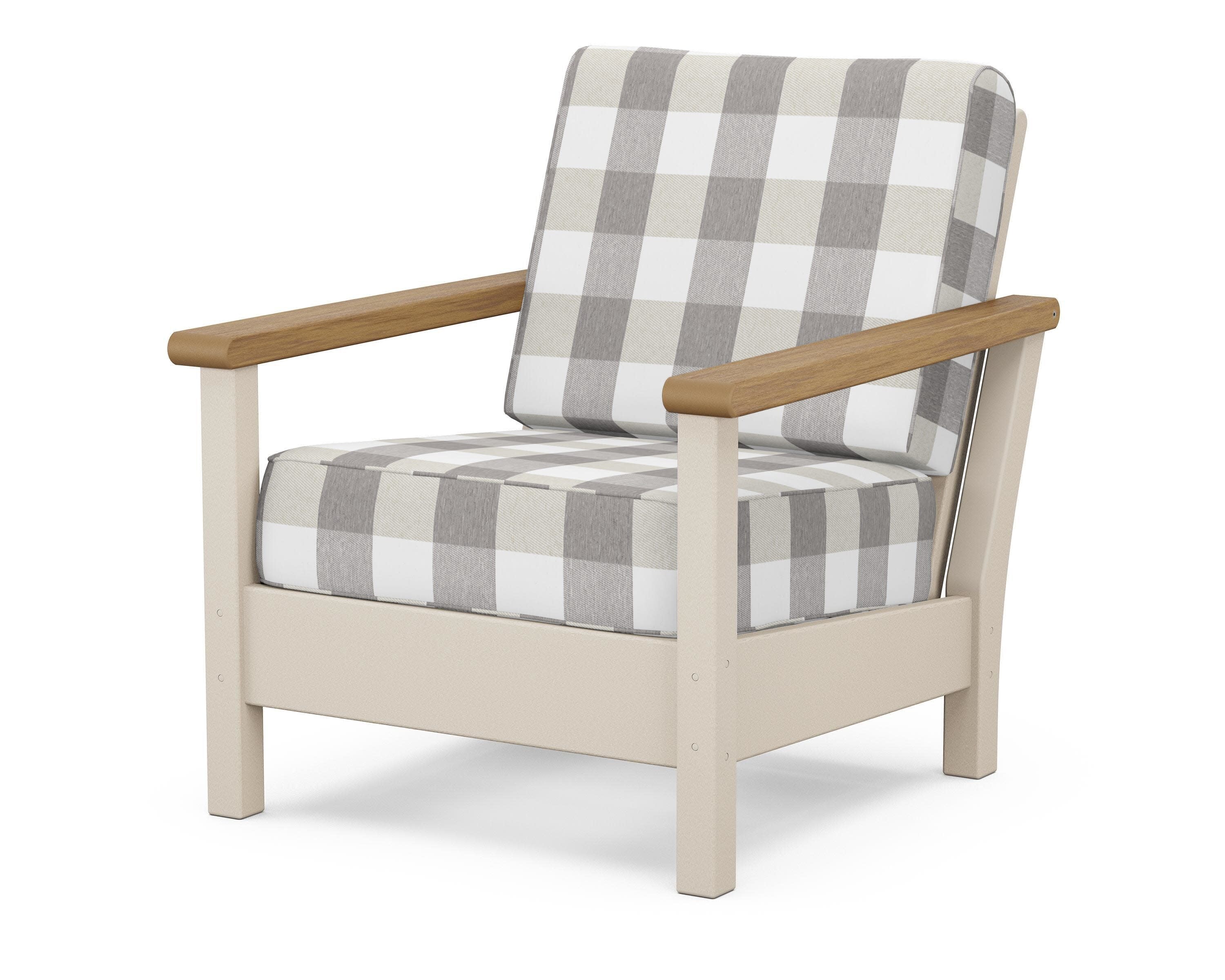 Harbour Deep Seating Chair in Sand / Natural / Buffalo Plaid Grey Mist