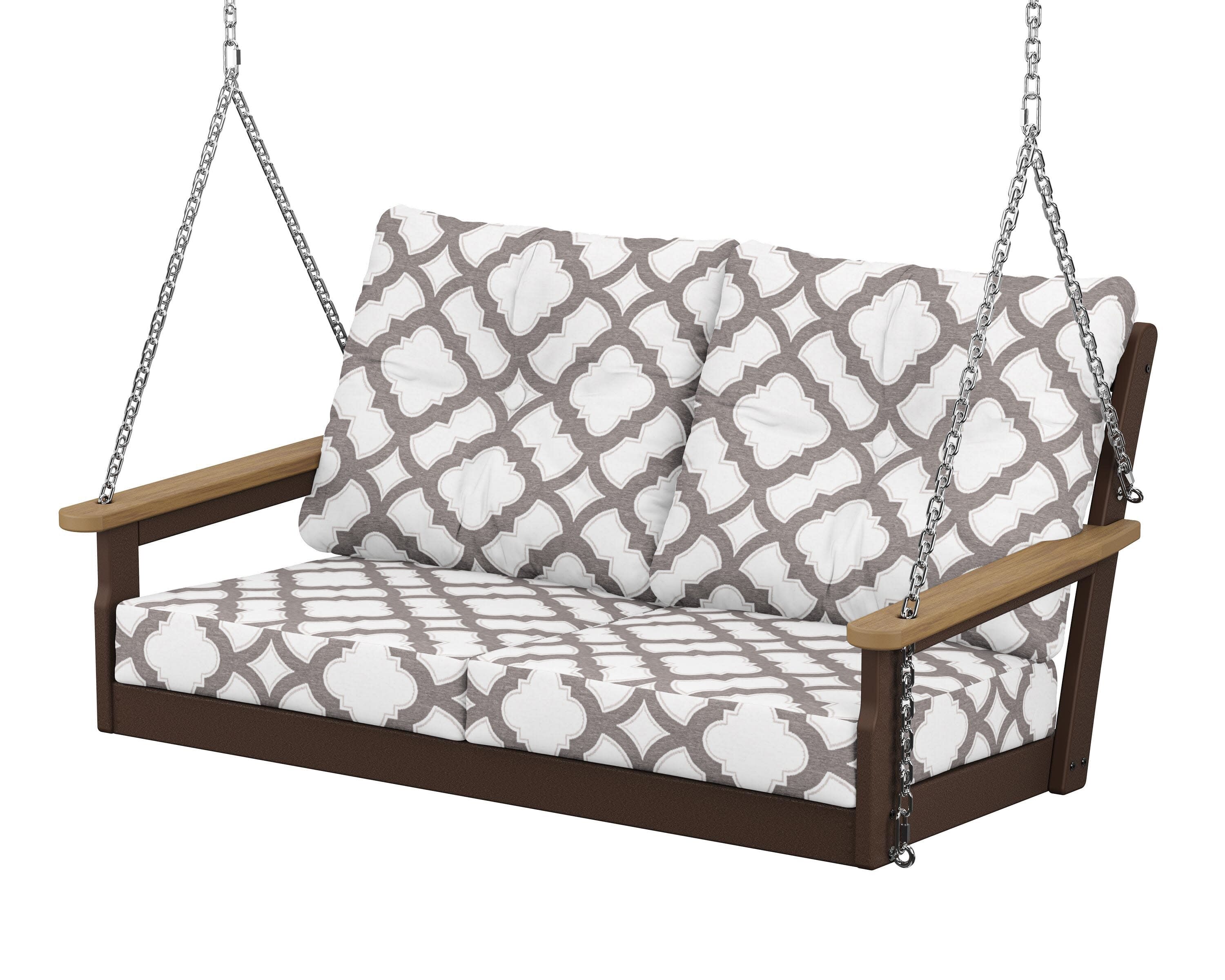 Vineyard Deep Seating Swing in Mahogany / Natural / Trellis Grey Mist