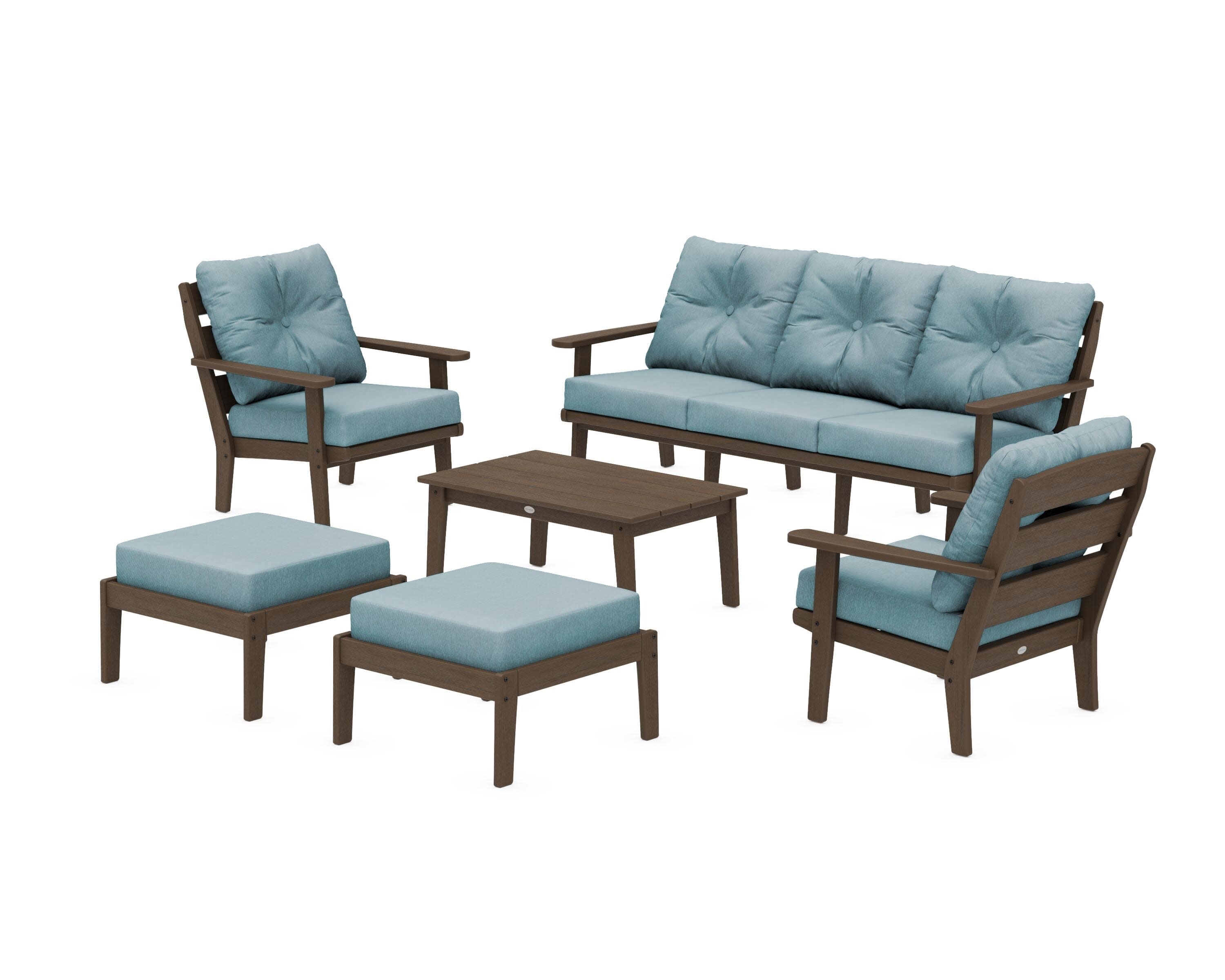 Lakeside 6-Piece Lounge Sofa Set in Kona / Ocean Teal