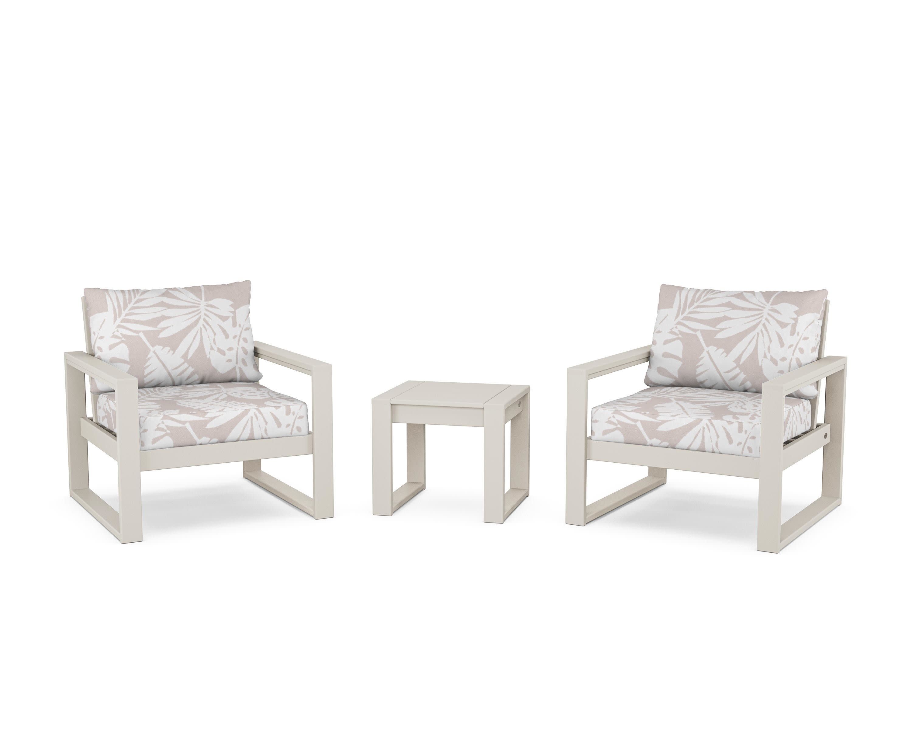 EDGE Sectional 3-Piece Deep Seating Set in Sand / Leaf Dune Burlap