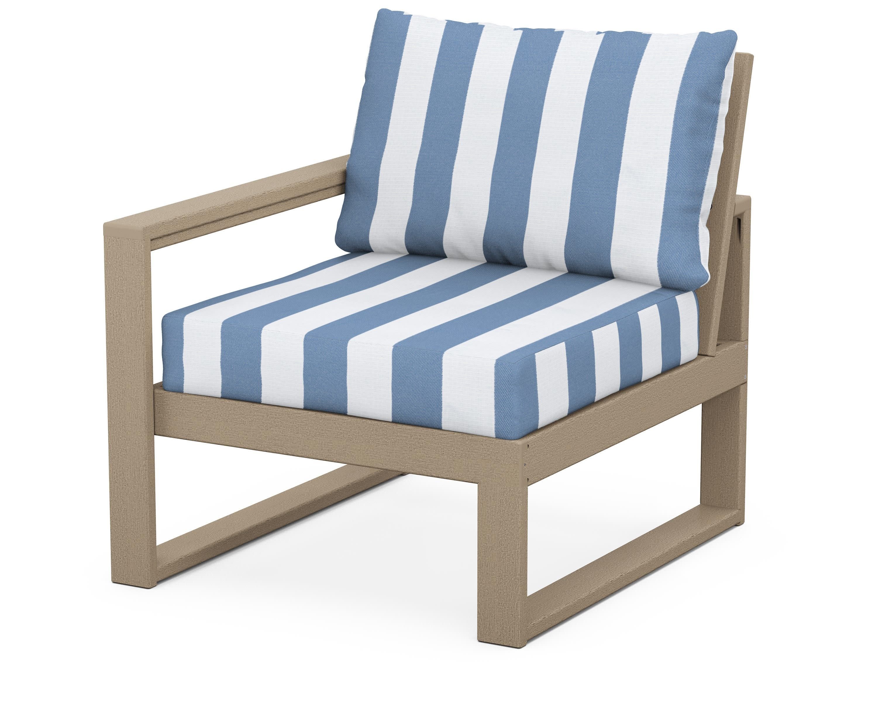 EDGE Modular Left Arm Chair in Vintage Sahara / Cabana Stripe Sky Blue