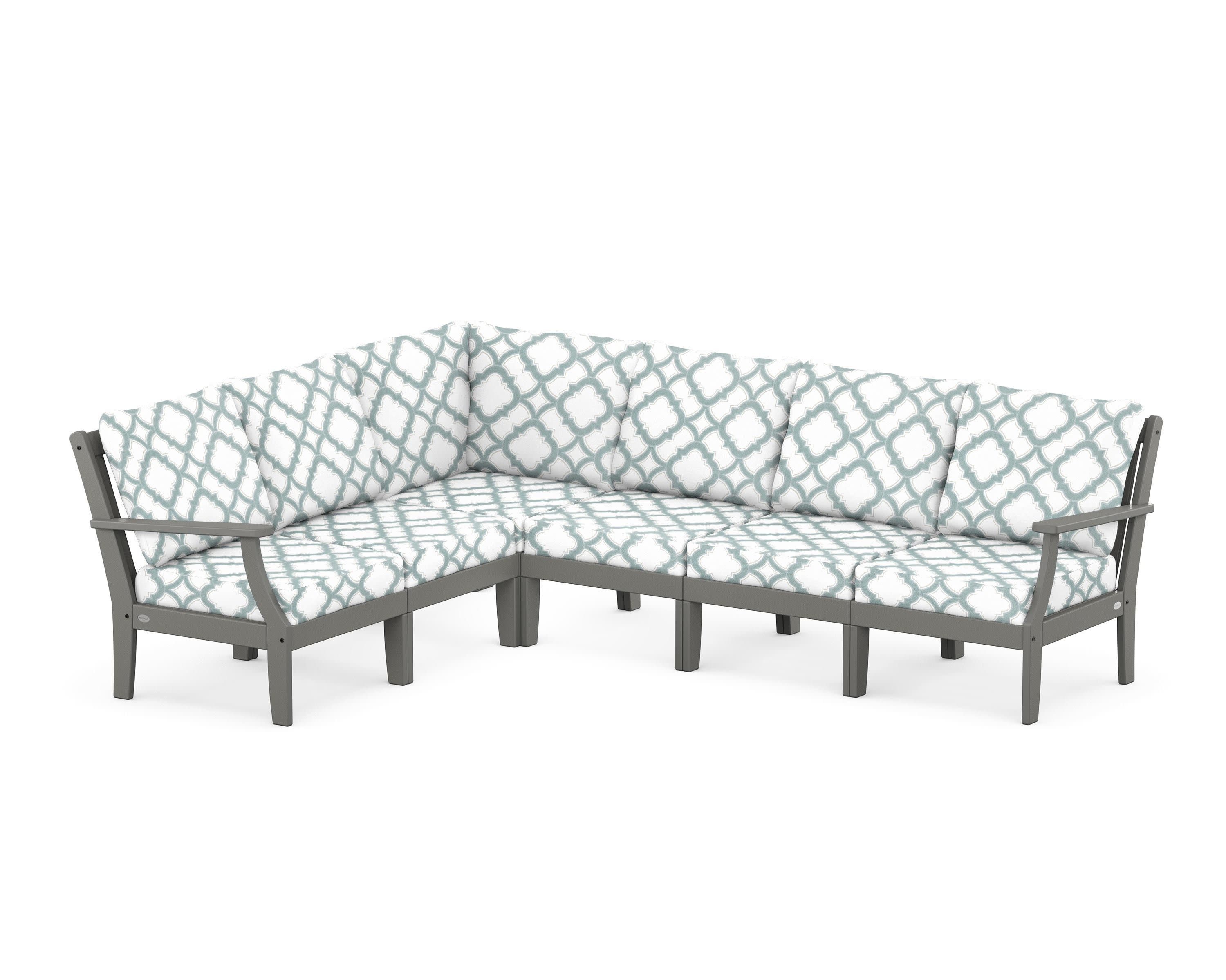 Braxton Modular 6-Piece Deep Seating Set in Slate Grey / Trellis Glacier Spa