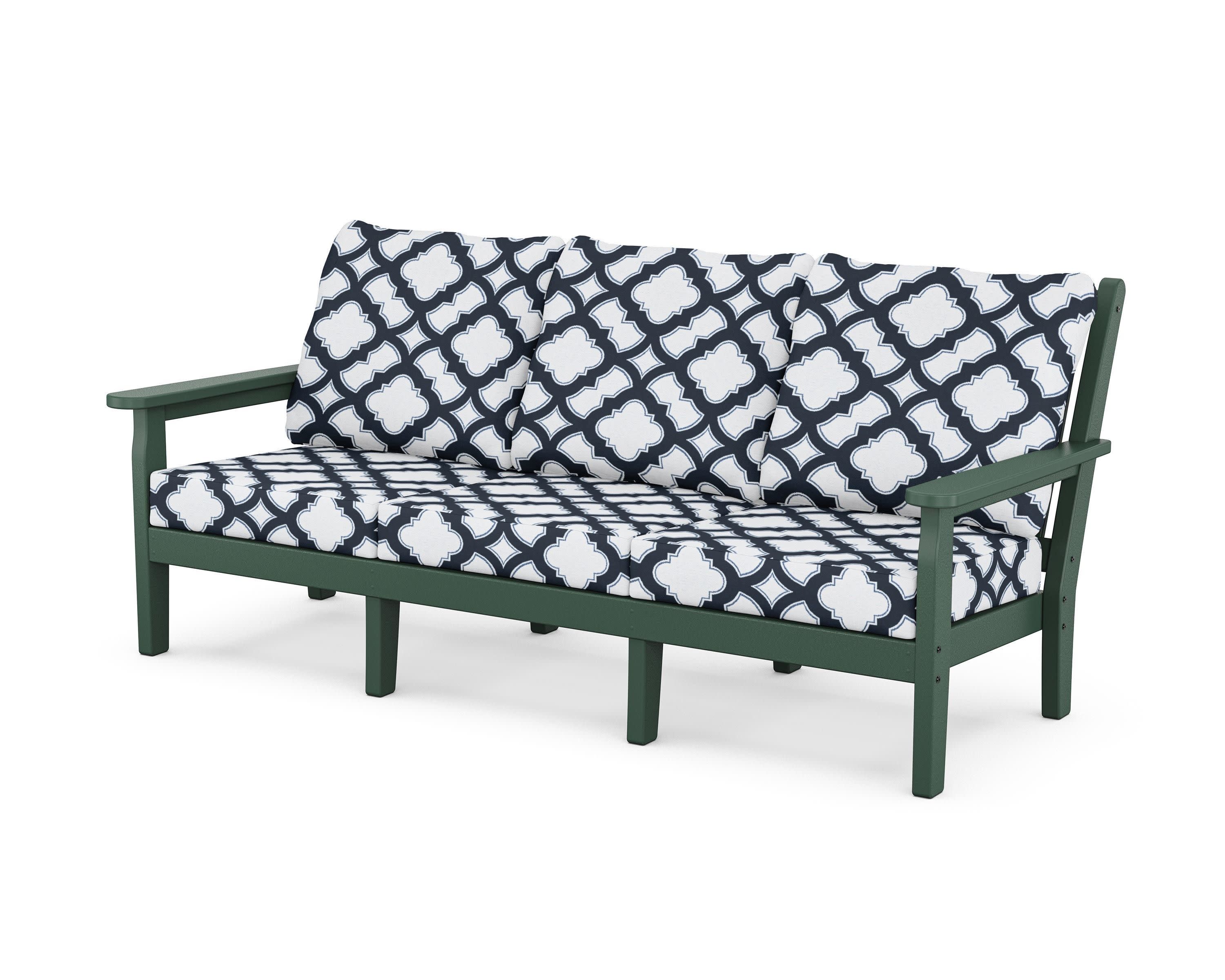 Chippendale Deep Seating Sofa in Green / Trellis Marine Indigo