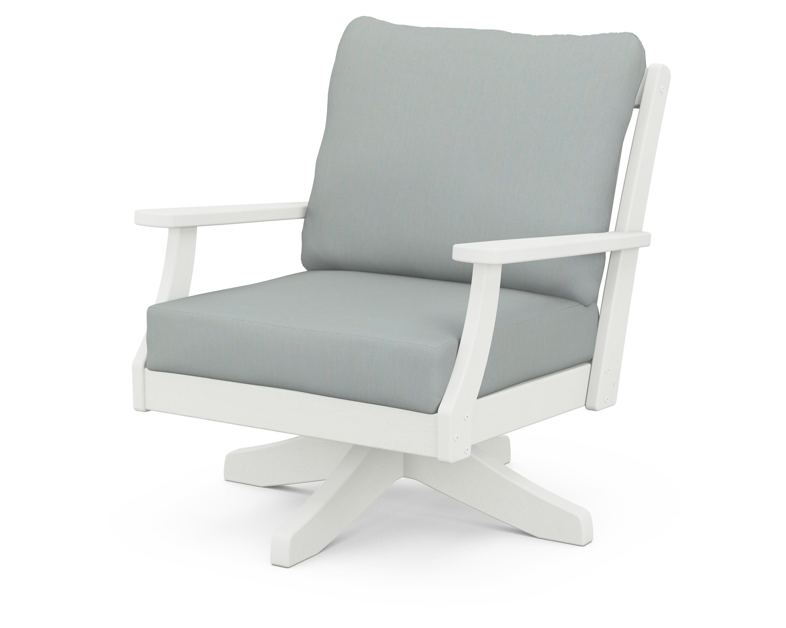 Braxton Deep Seating Swivel Chair in Vintage White / Spa