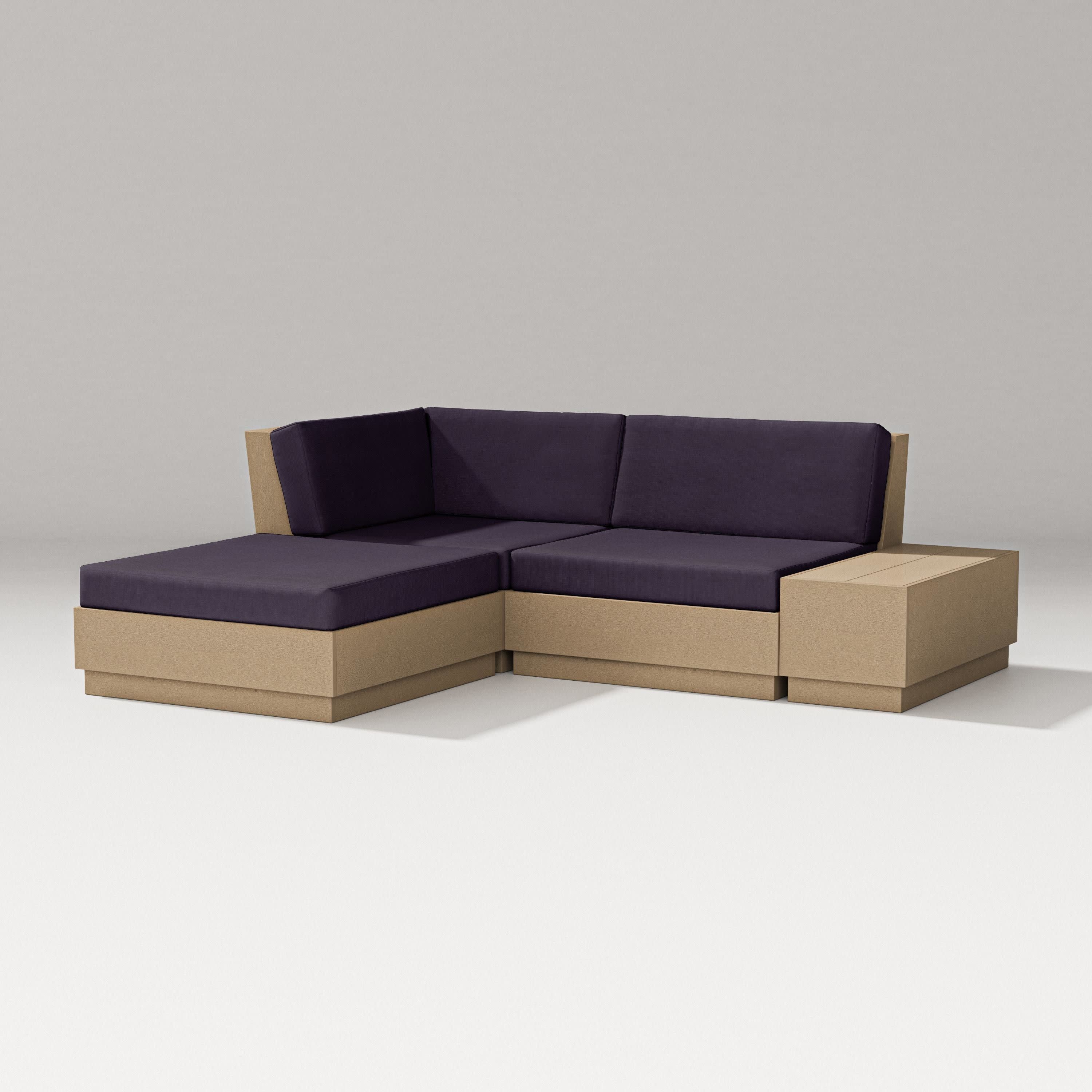 Elevate Loveseat Sectional with Chaise in Vintage Sahara / Navy Linen
