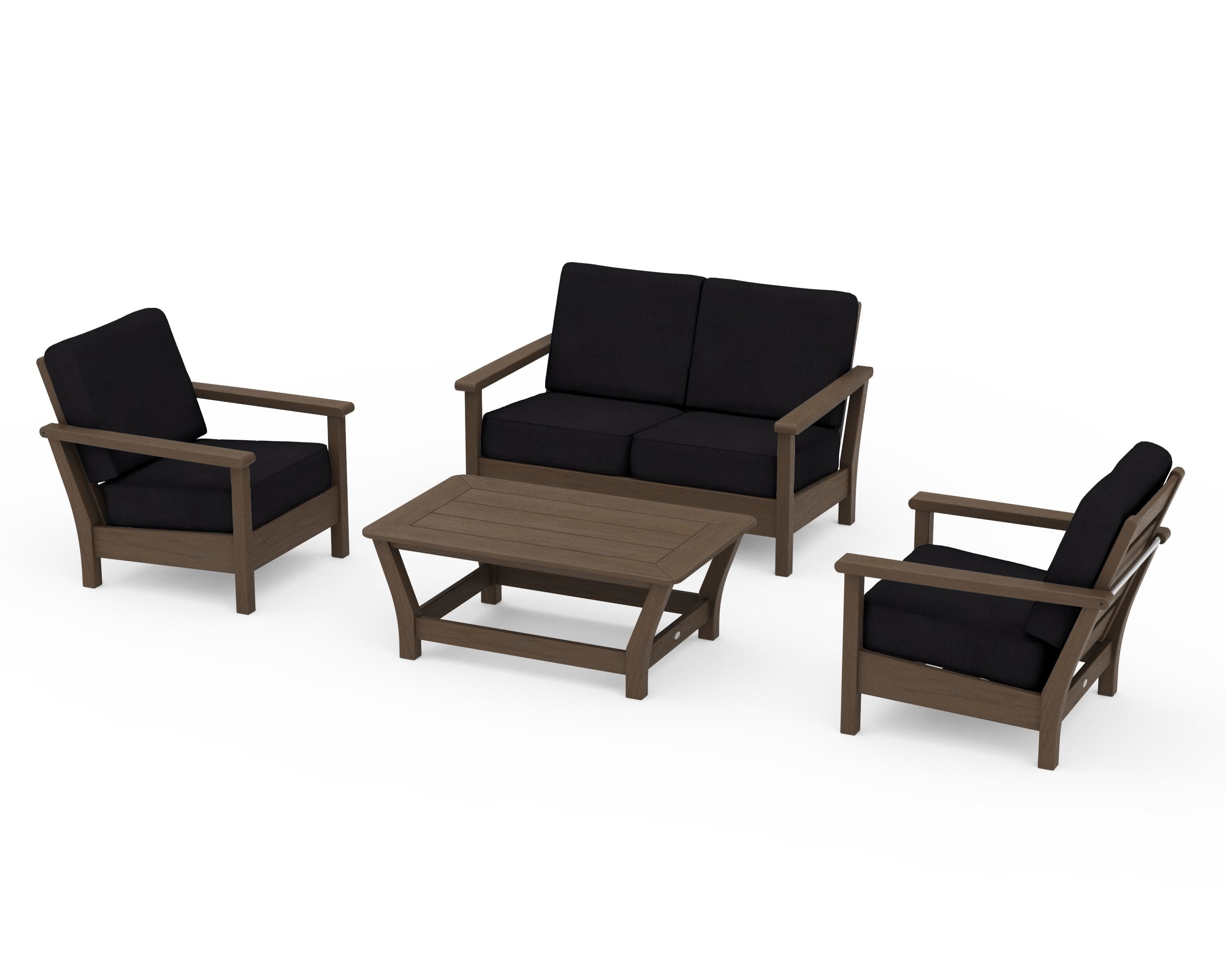 Harbour 4-Piece Deep Seating Set in Kona / Midnight Linen