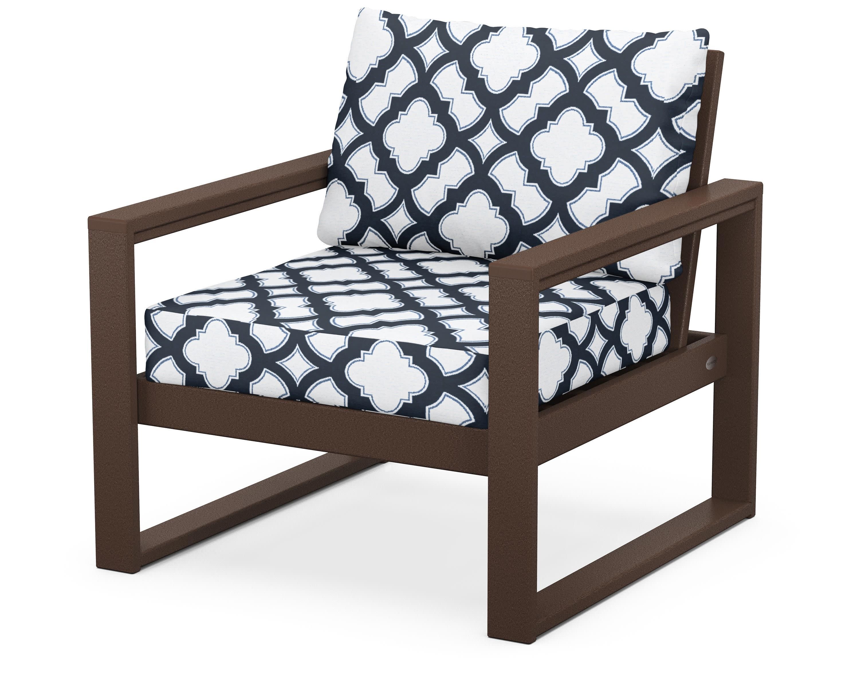 EDGE Club Chair in Mahogany / Trellis Marine Indigo