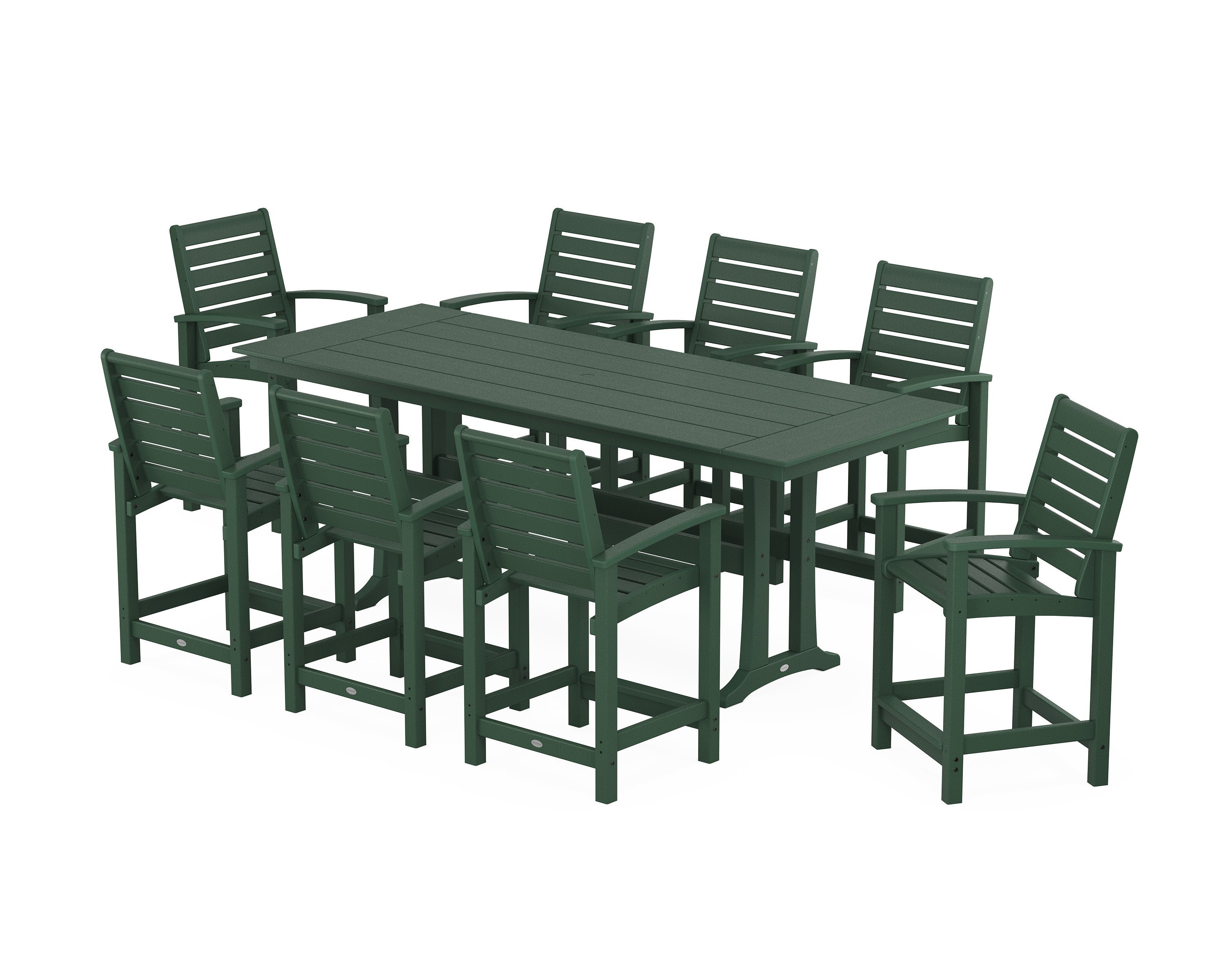 Signature 9-Piece Farmhouse Counter Set with Trestle Legs in Green