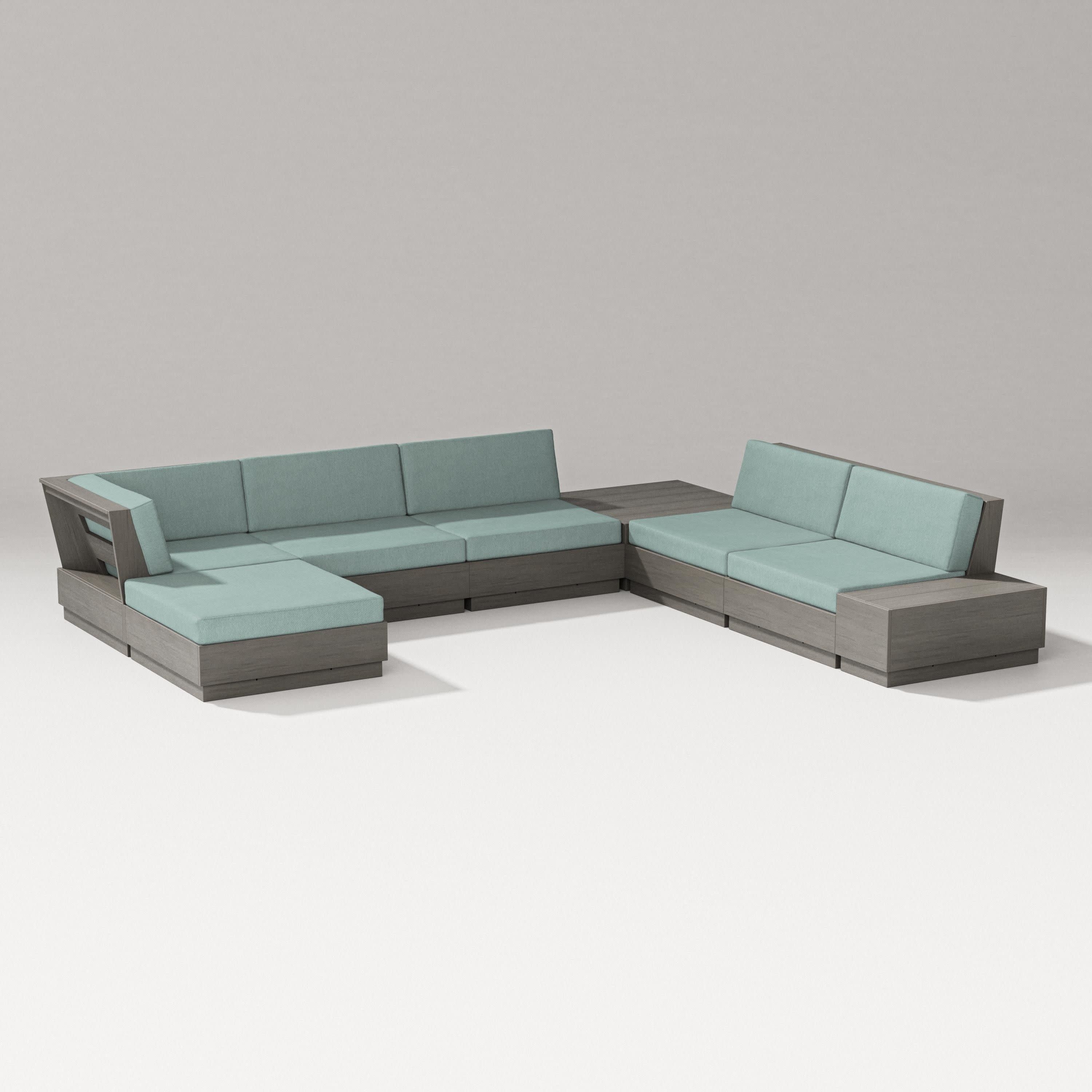 Elevate 8-Piece Corner Sectional in Driftwood / Glacier Spa