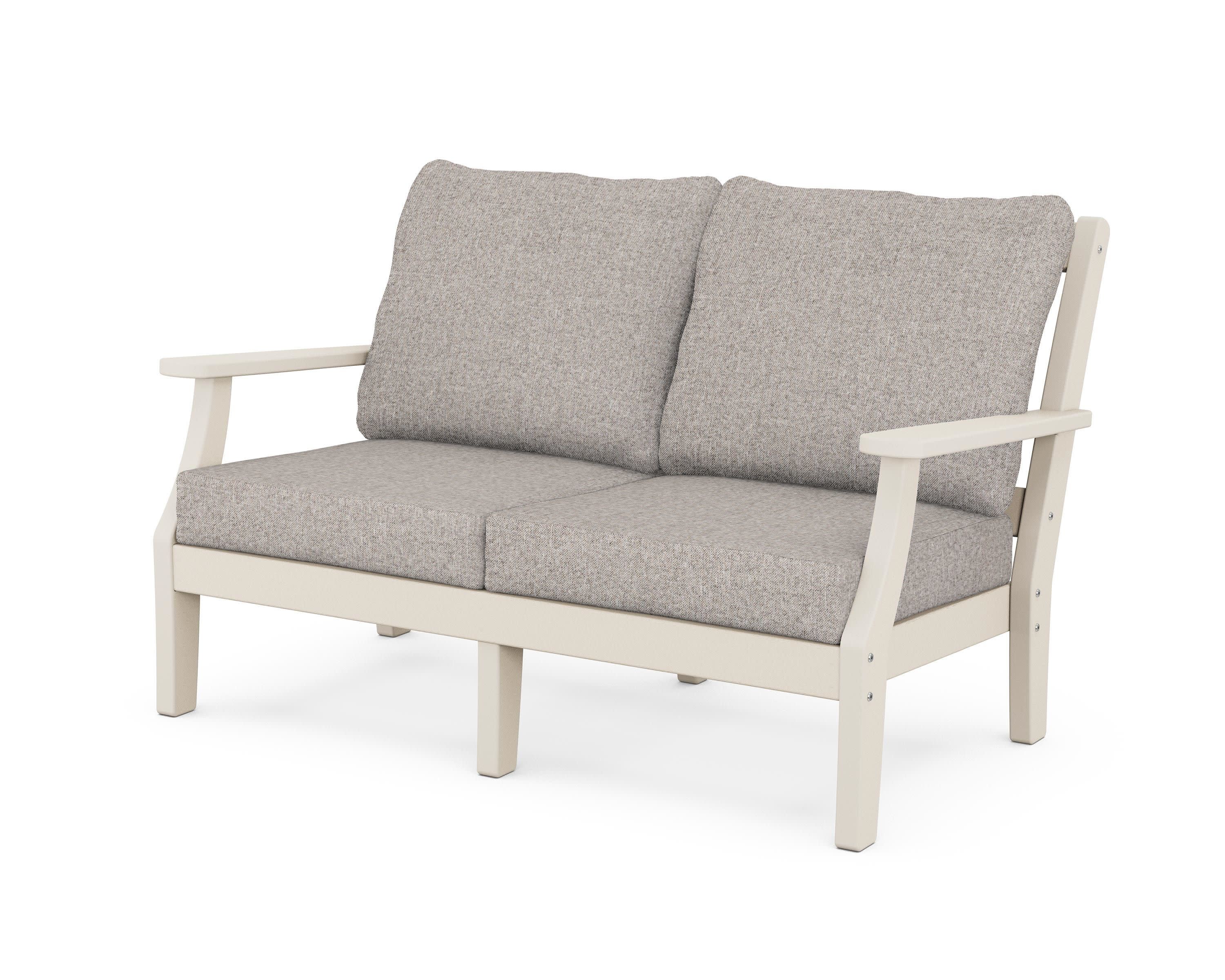 Chinoiserie Deep Seating Loveseat in Sand / Weathered Tweed