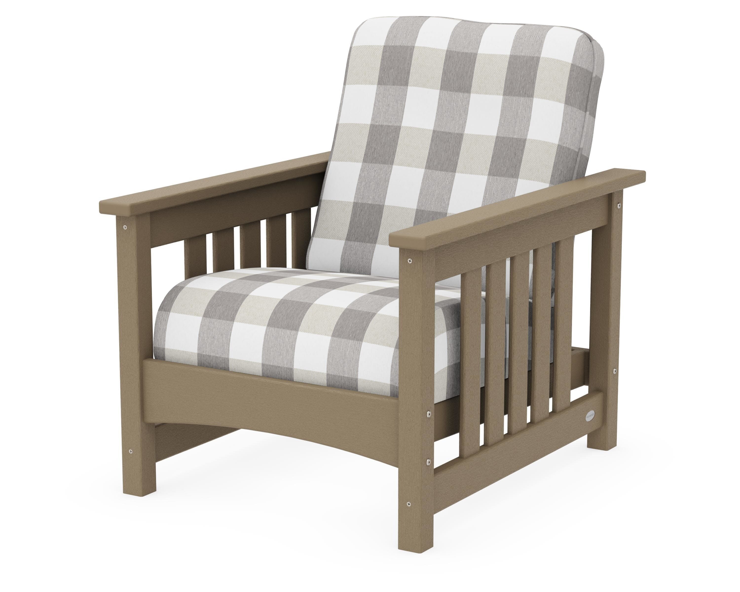 Club Mission Chair in Vintage Sahara / Buffalo Plaid Grey Mist