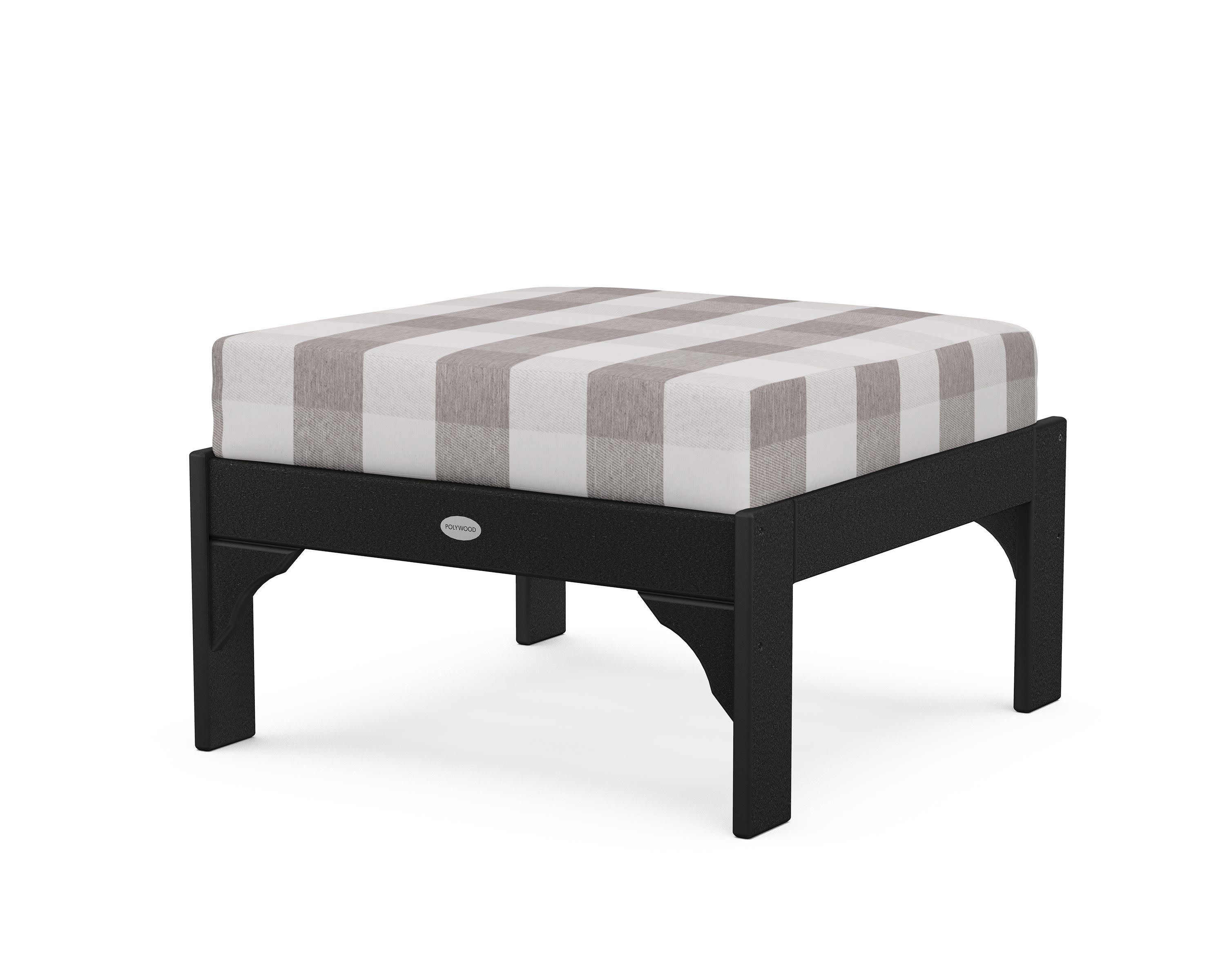 Vineyard Deep Seating Ottoman in Black / Buffalo Plaid Grey Mist