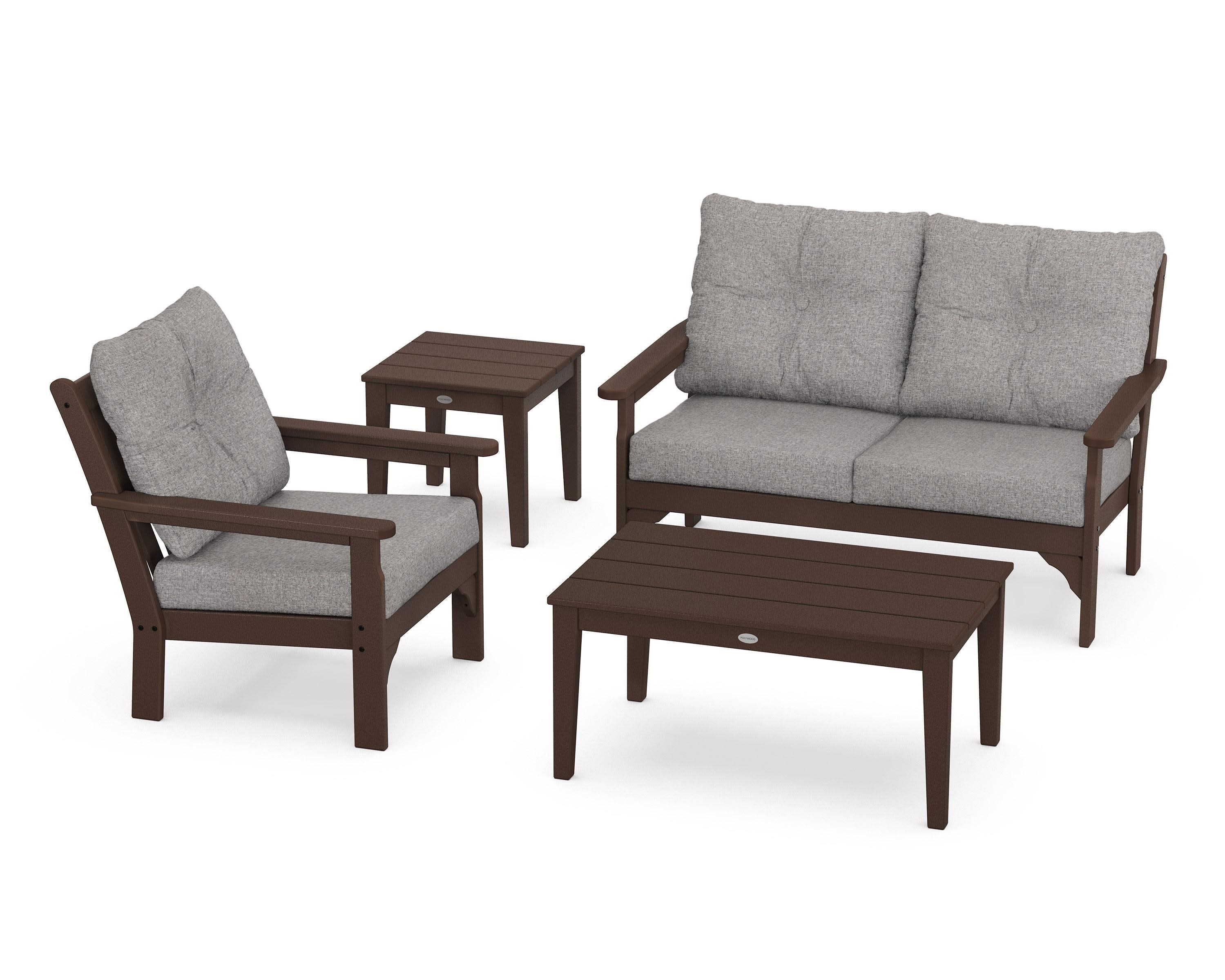 Vineyard 4-Piece Deep Seating Set in Mahogany / Grey Mist