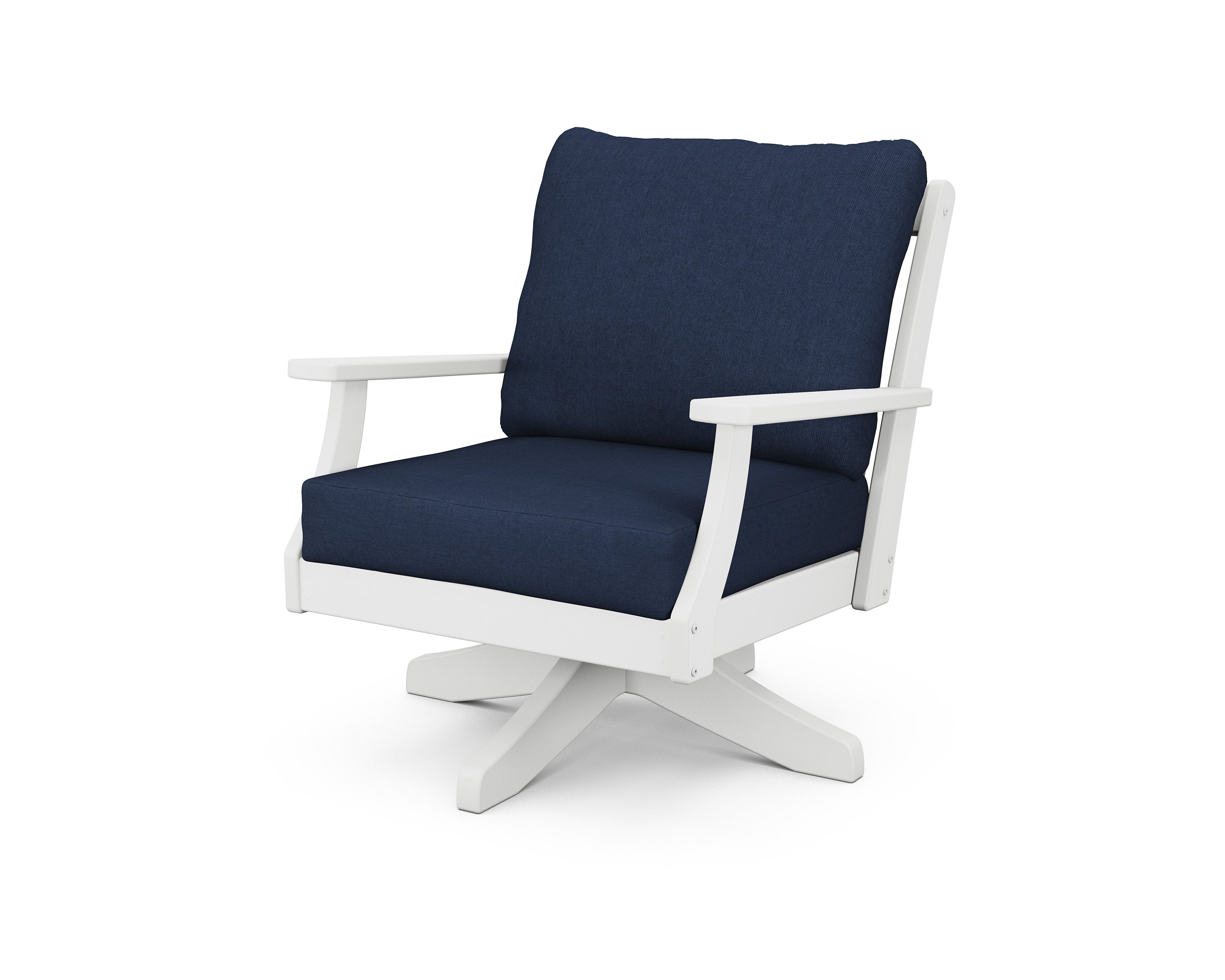 Braxton Deep Seating Swivel Chair in White / Spectrum Indigo