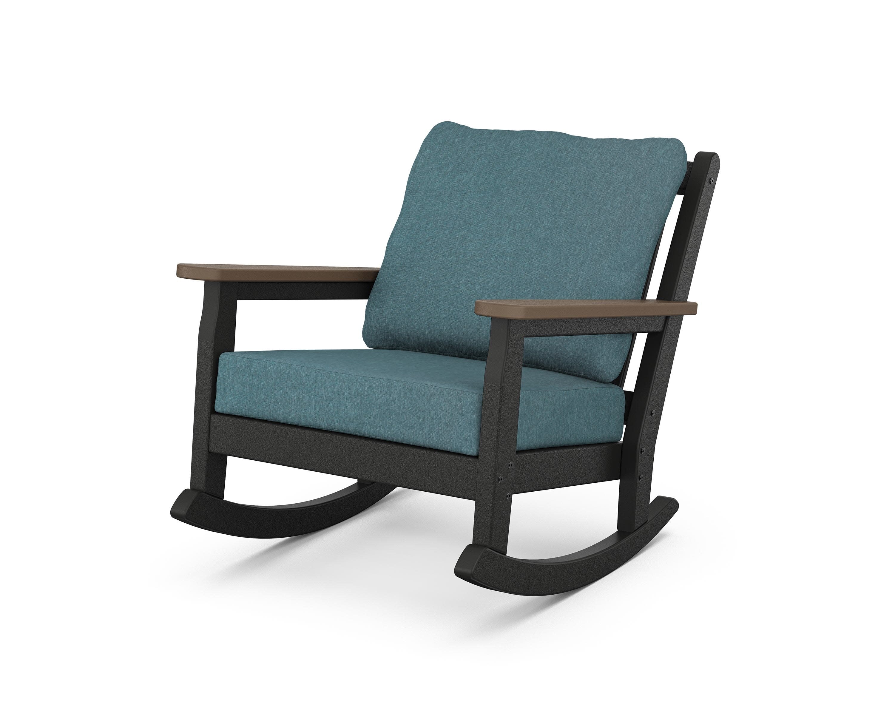 Chippendale Deep Seating Rocking Chair in Black / Kona / Ocean Teal