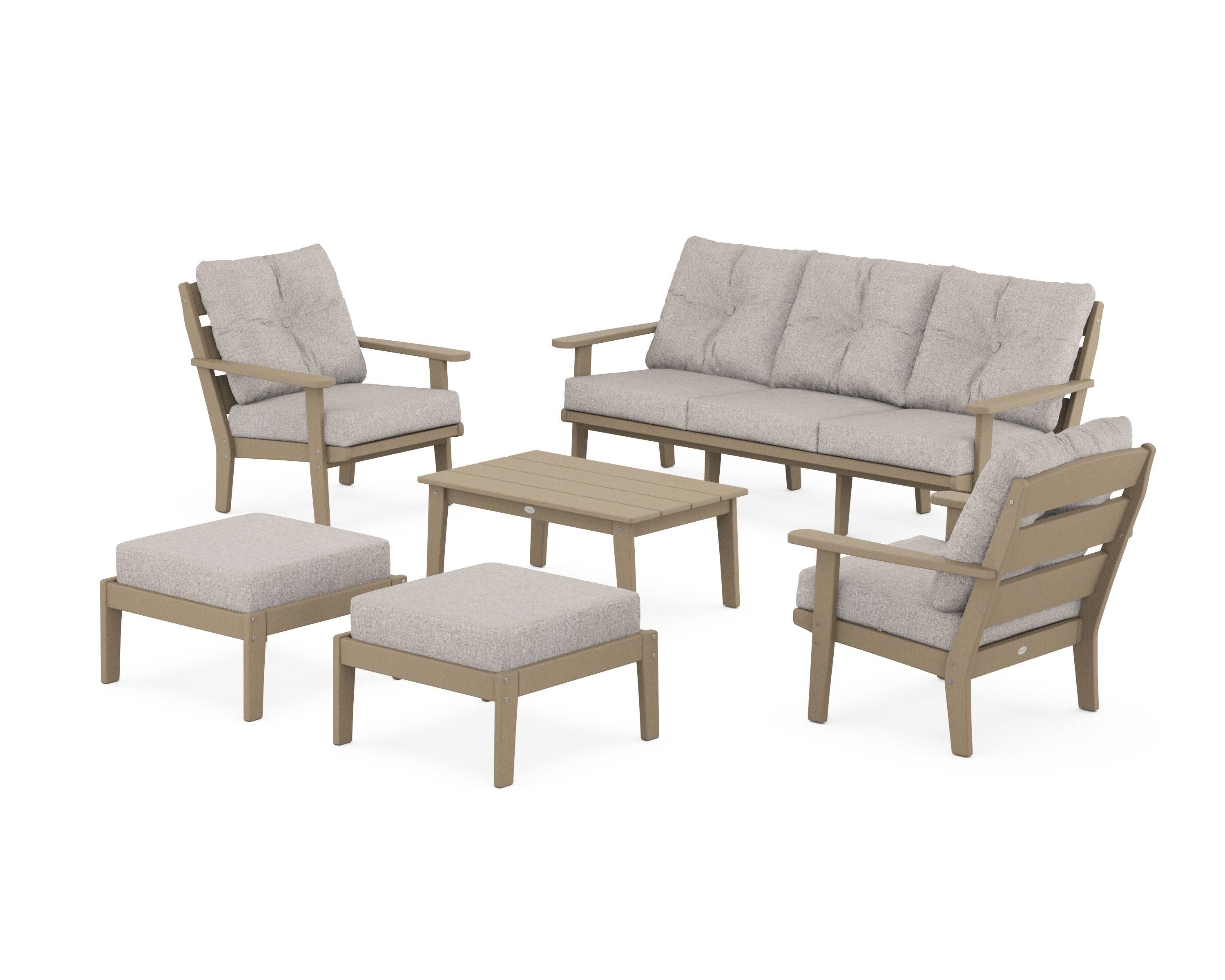 Lakeside 6-Piece Lounge Sofa Set in Vintage Sahara / Weathered Tweed