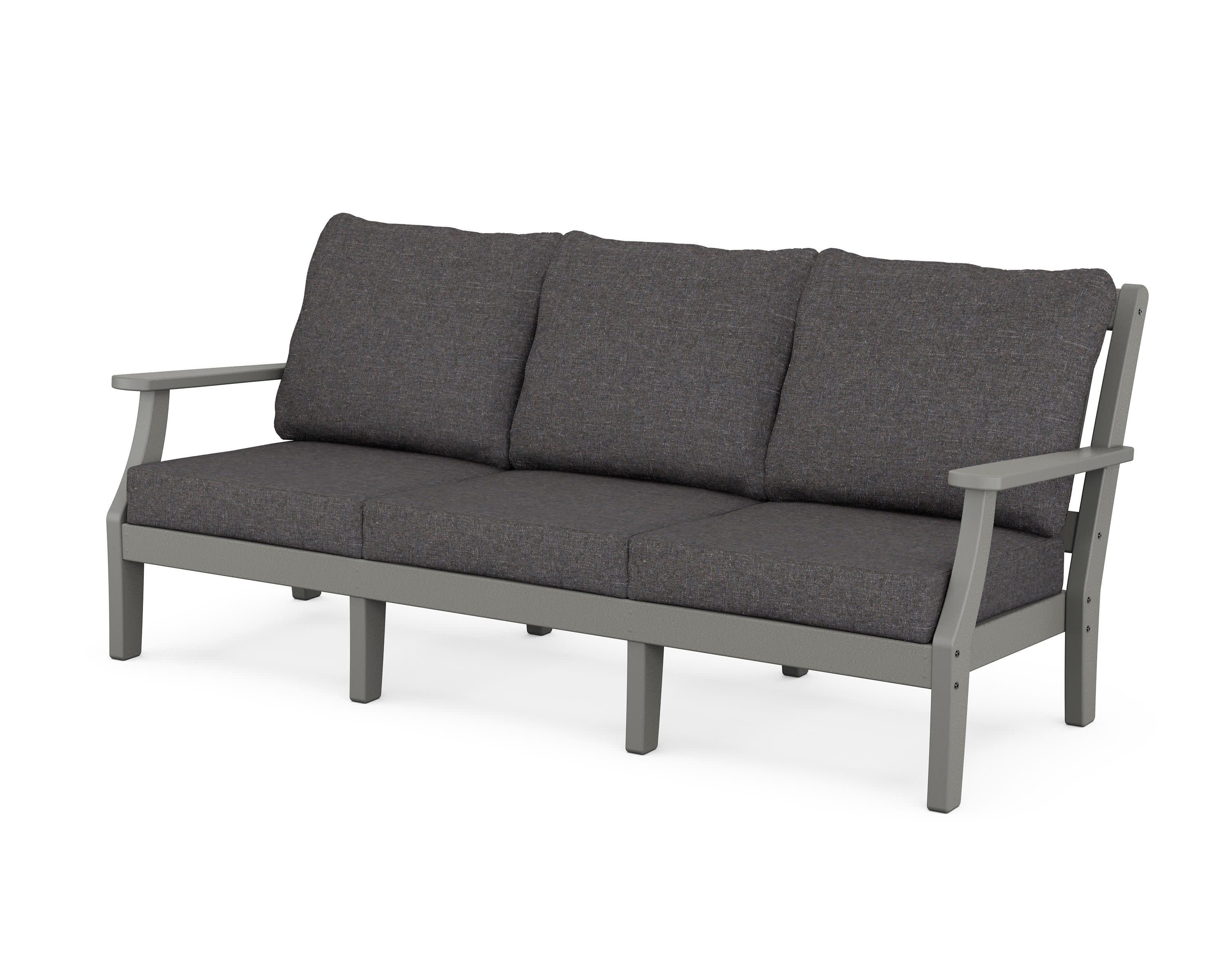 Chinoiserie Deep Seating Sofa in Slate Grey / Ash Charcoal