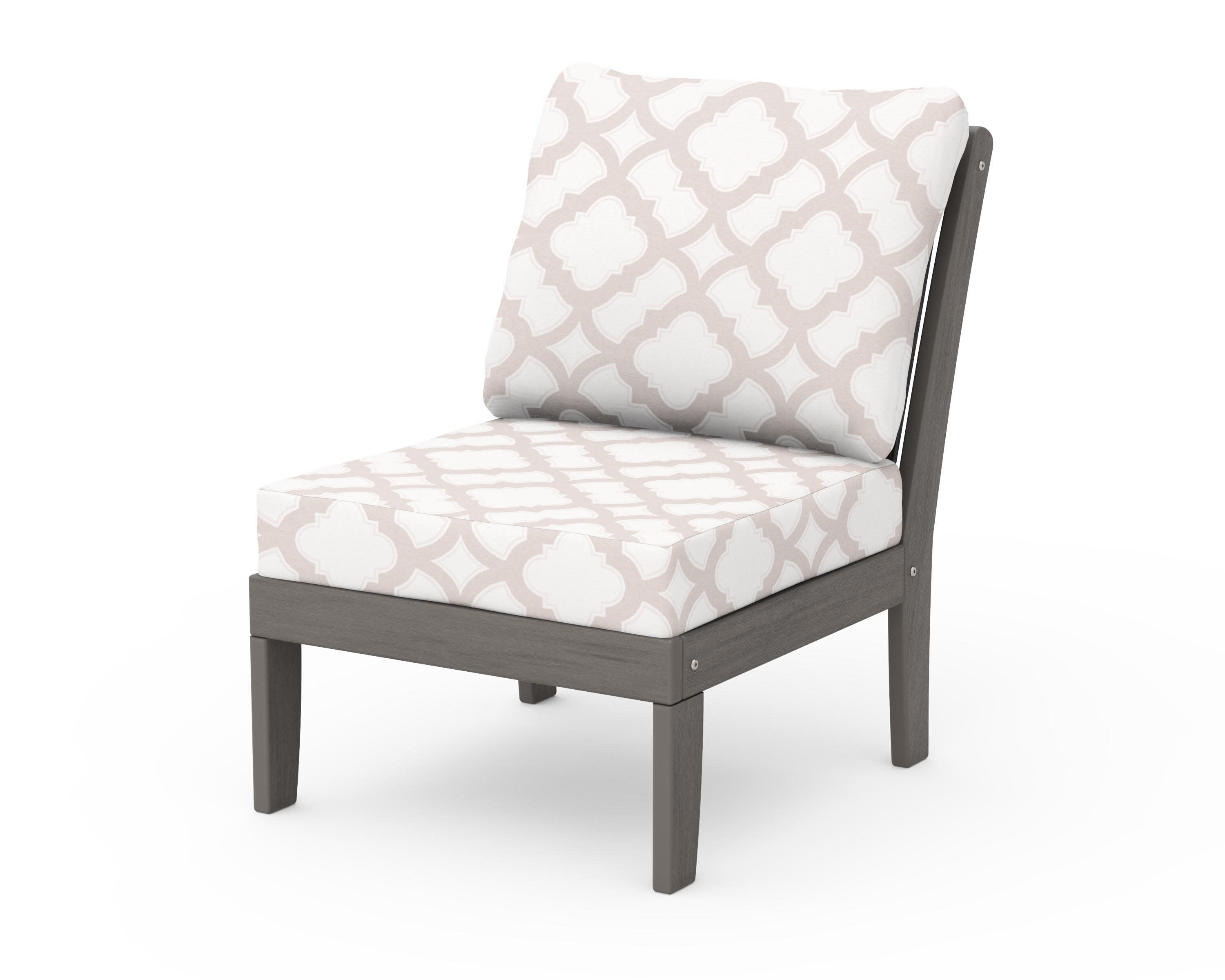 Braxton Modular Armless Chair in Driftwood / Trellis Dune Burlap