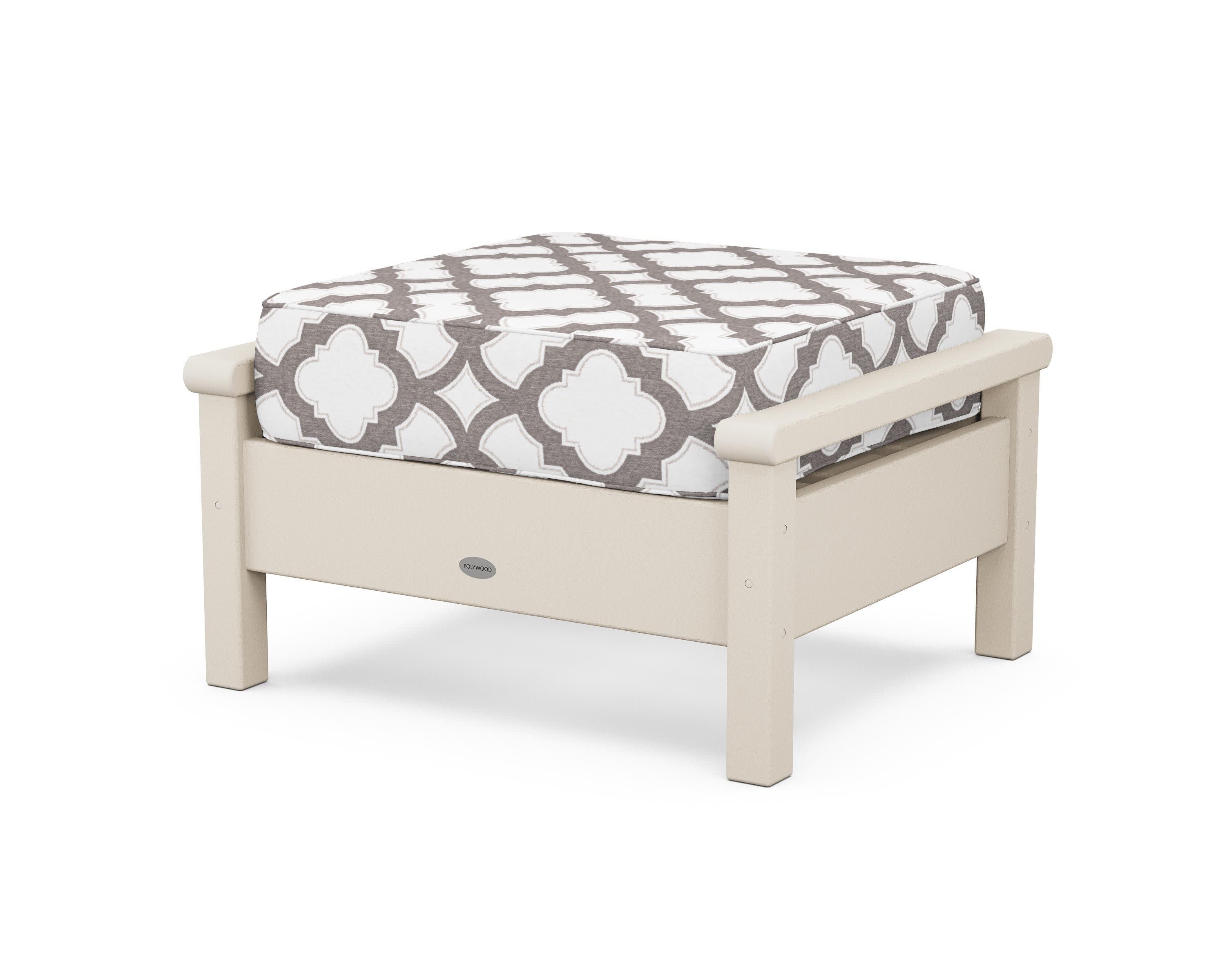 Harbour Deep Seating Ottoman in Sand / Trellis Grey Mist