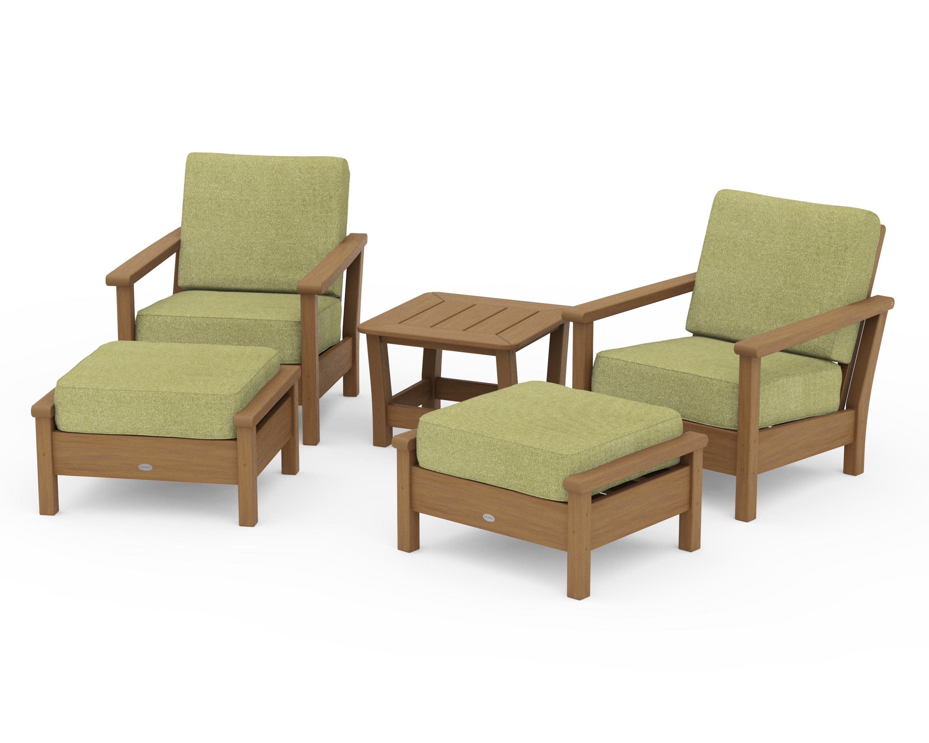 Harbour 5-Piece Deep Seating Chair Set in Natural / Chartreuse Boucle