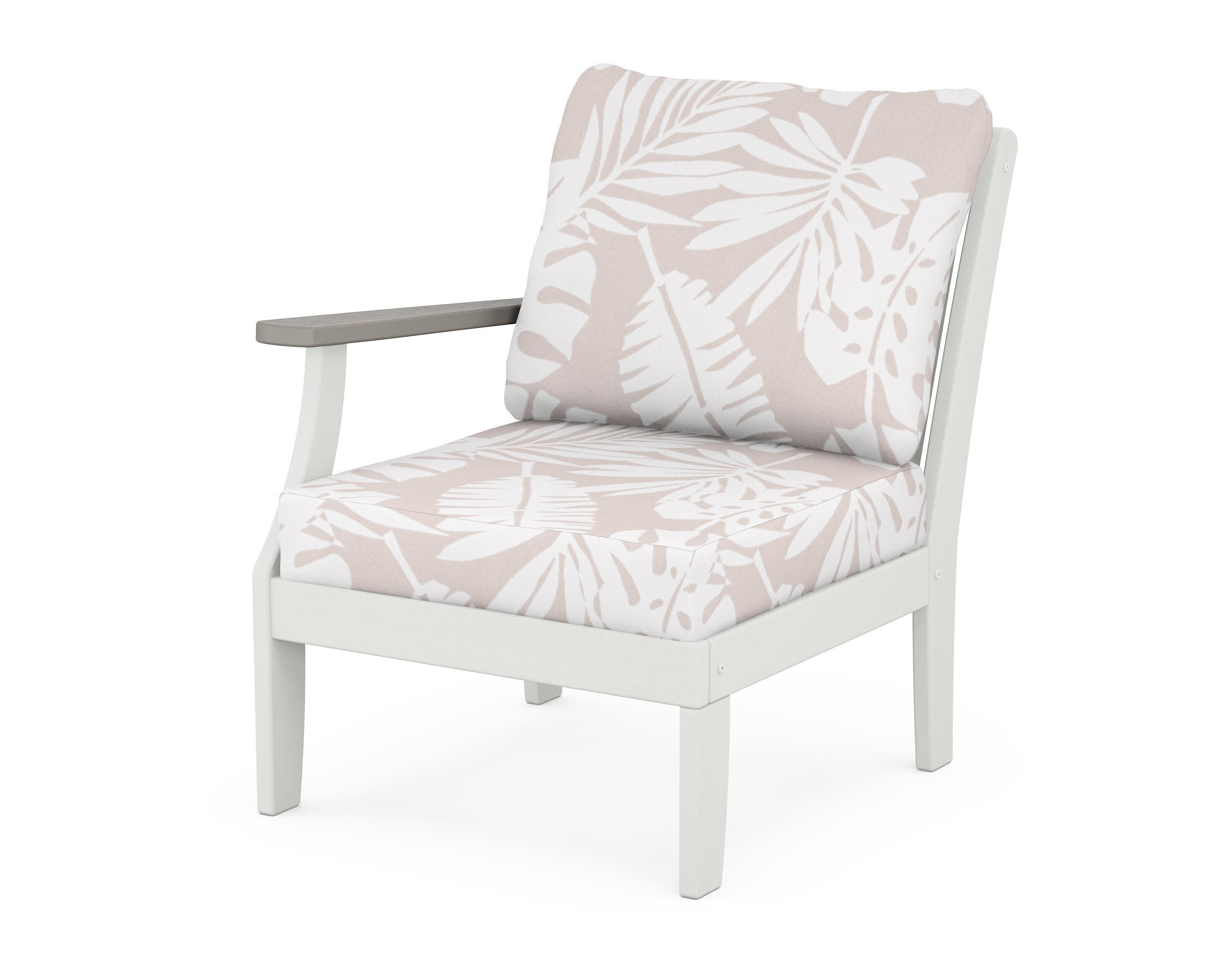 Braxton Modular Left Arm Chair in White / Driftwood / Leaf Dune Burlap