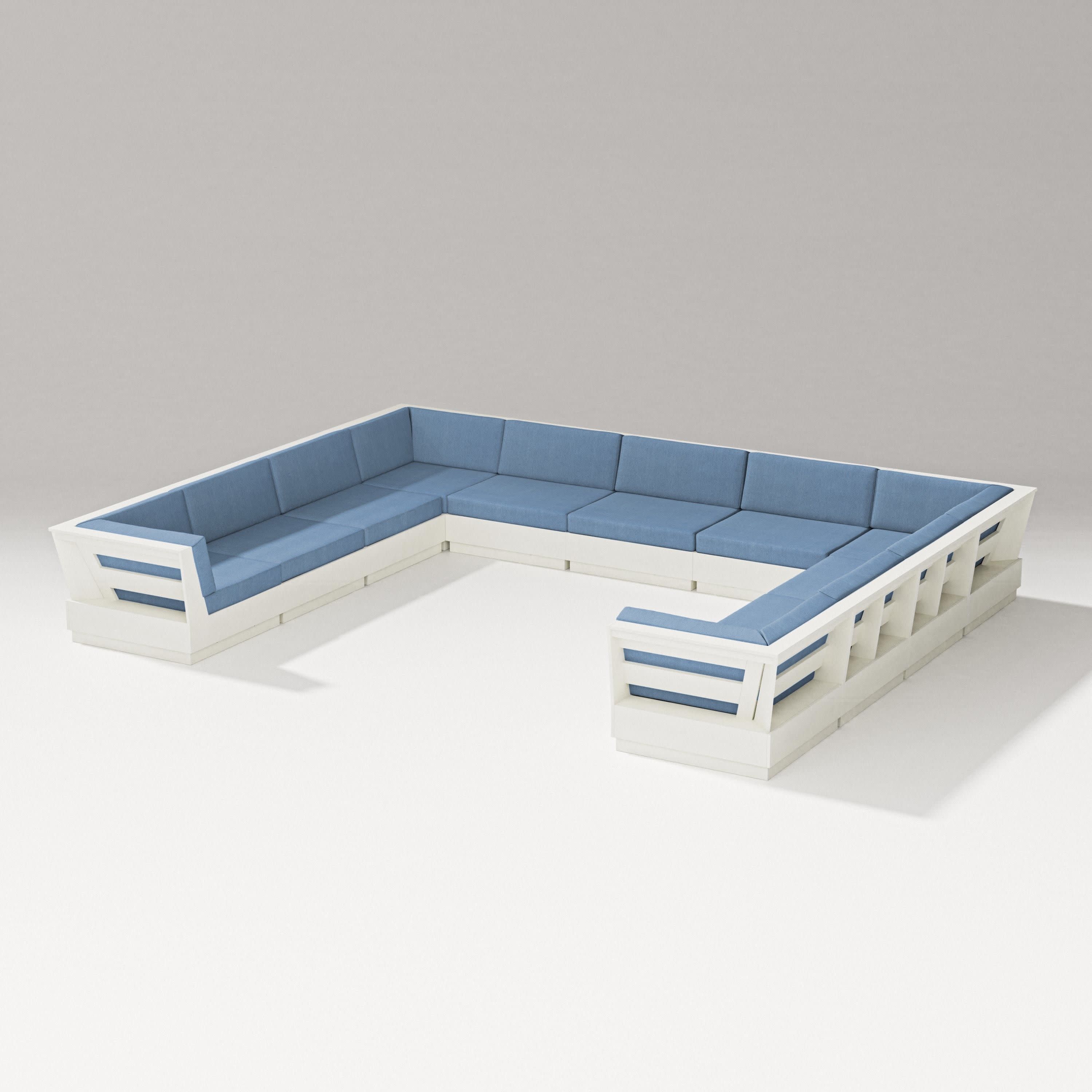 Elevate Large U-Shaped Sectional in Vintage White / Sky Blue