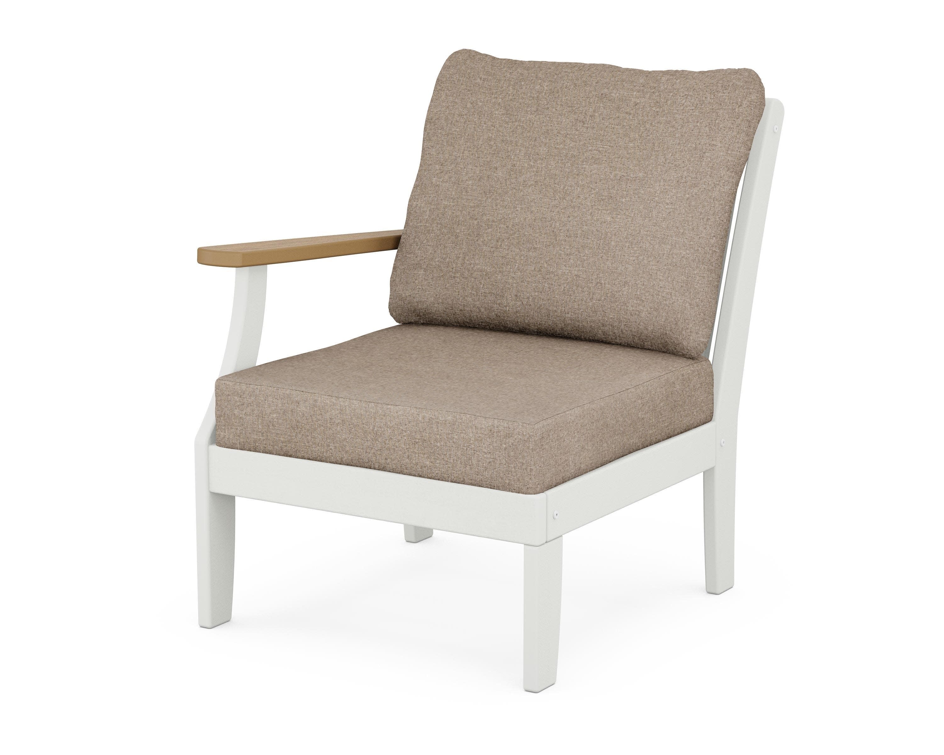 Braxton Modular Left Arm Chair in White / Natural / Spiced Burlap