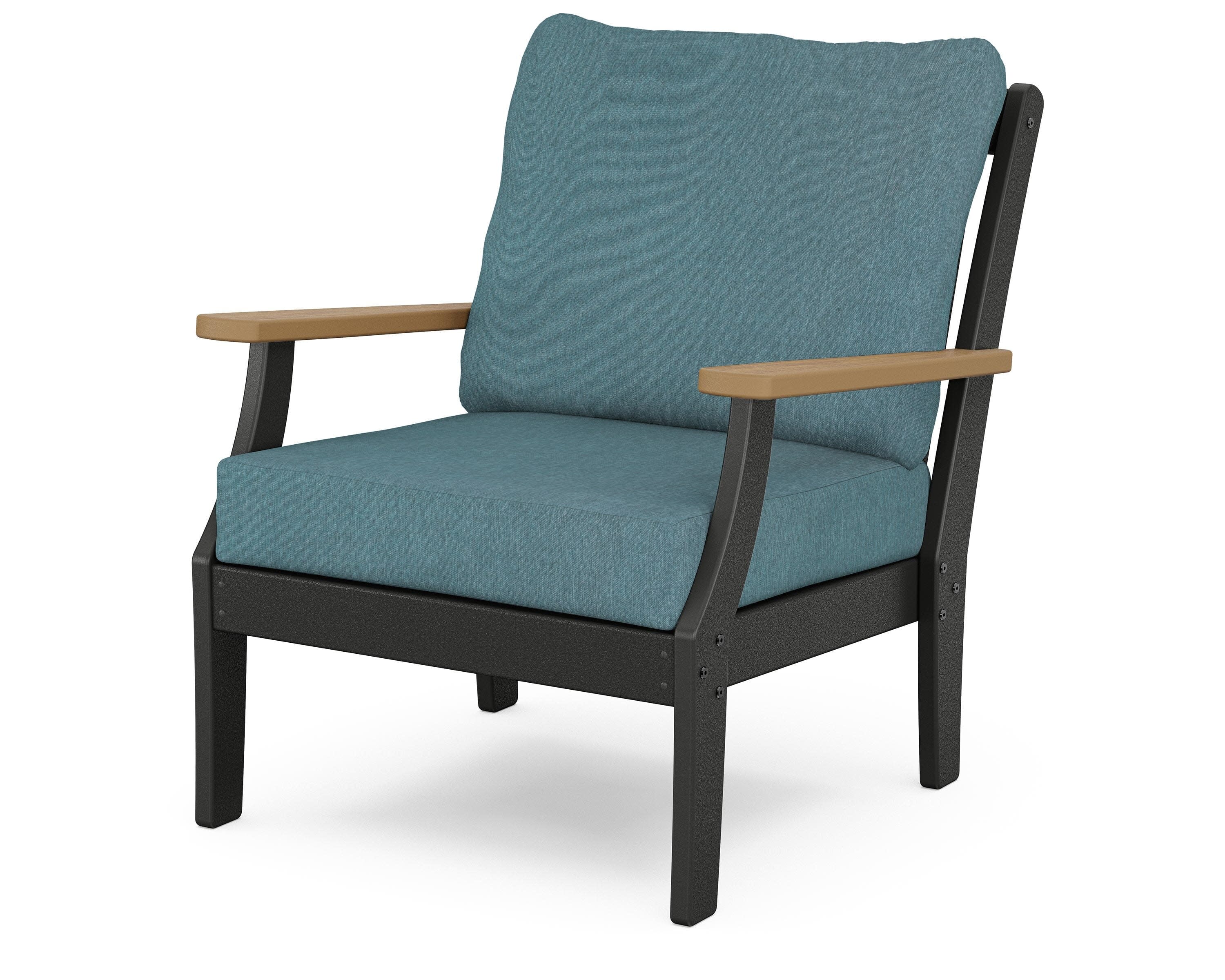 Braxton Deep Seating Chair in Black / Natural / Ocean Teal