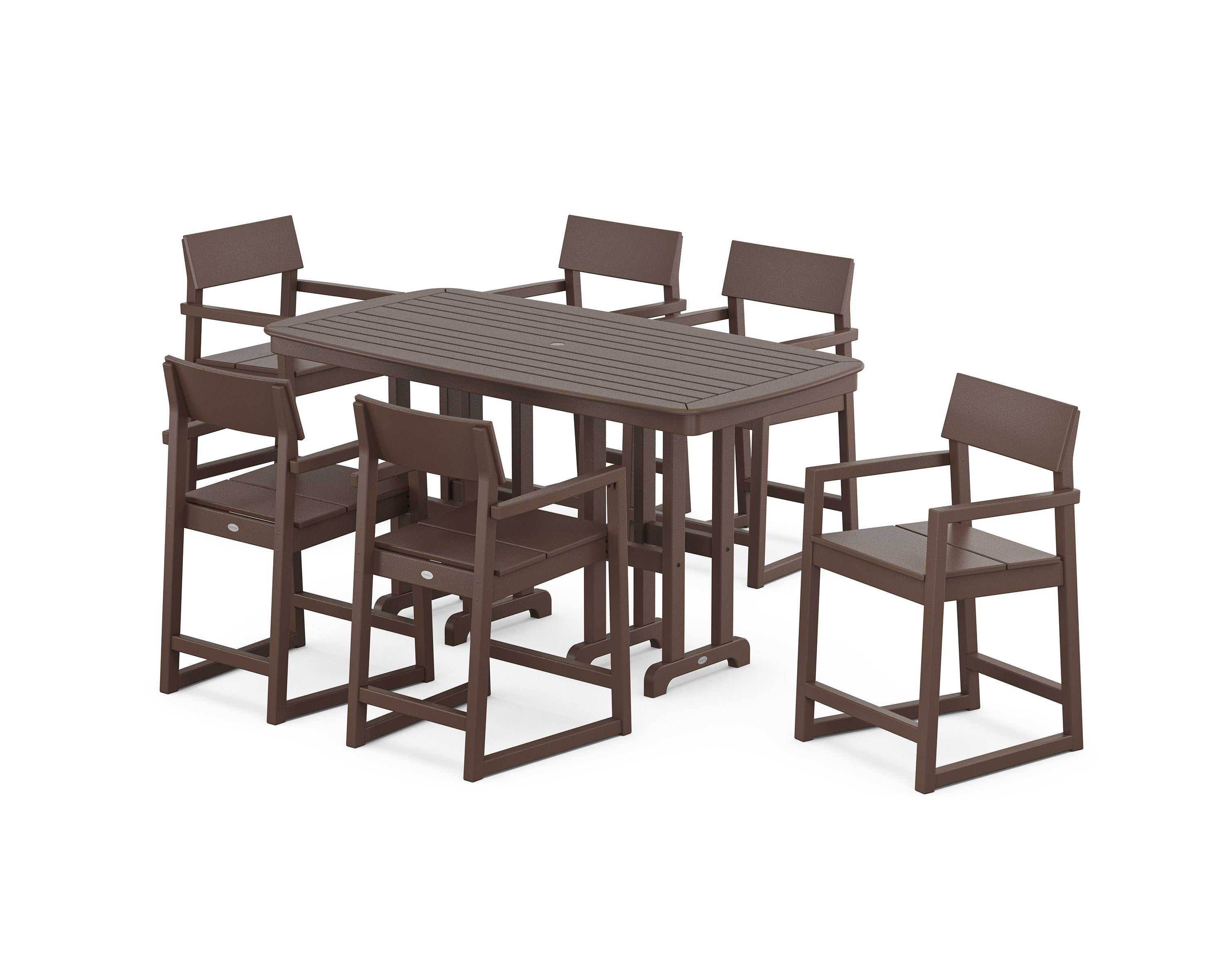 EDGE Arm Chair 7-Piece Counter Set in Mahogany