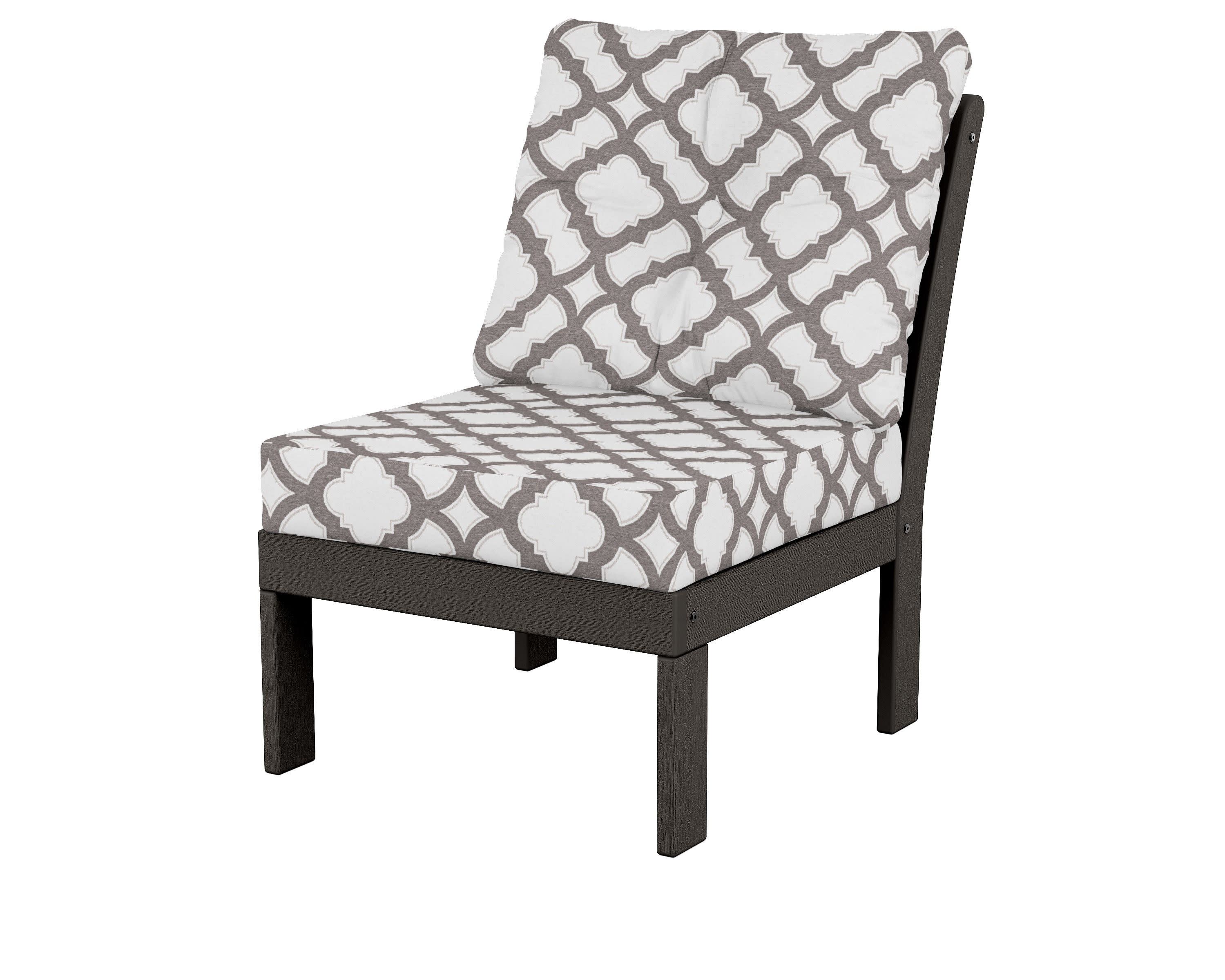 Vineyard Modular Armless Chair in Vintage Coffee / Trellis Grey Mist