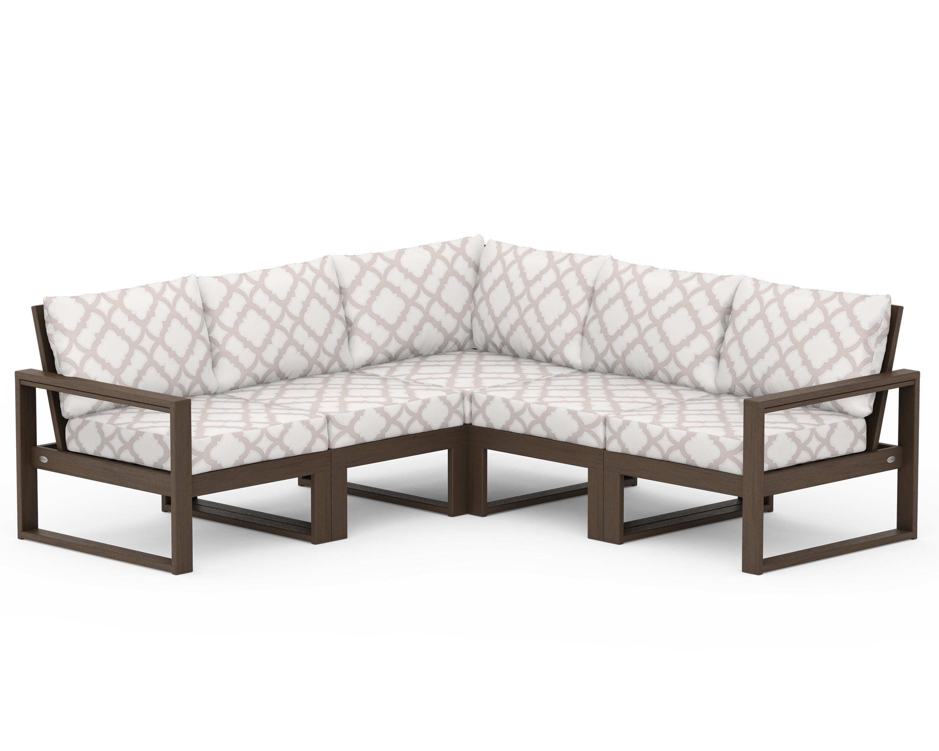 EDGE 5-Piece Modular Deep Seating Set in Kona / Trellis Dune Burlap