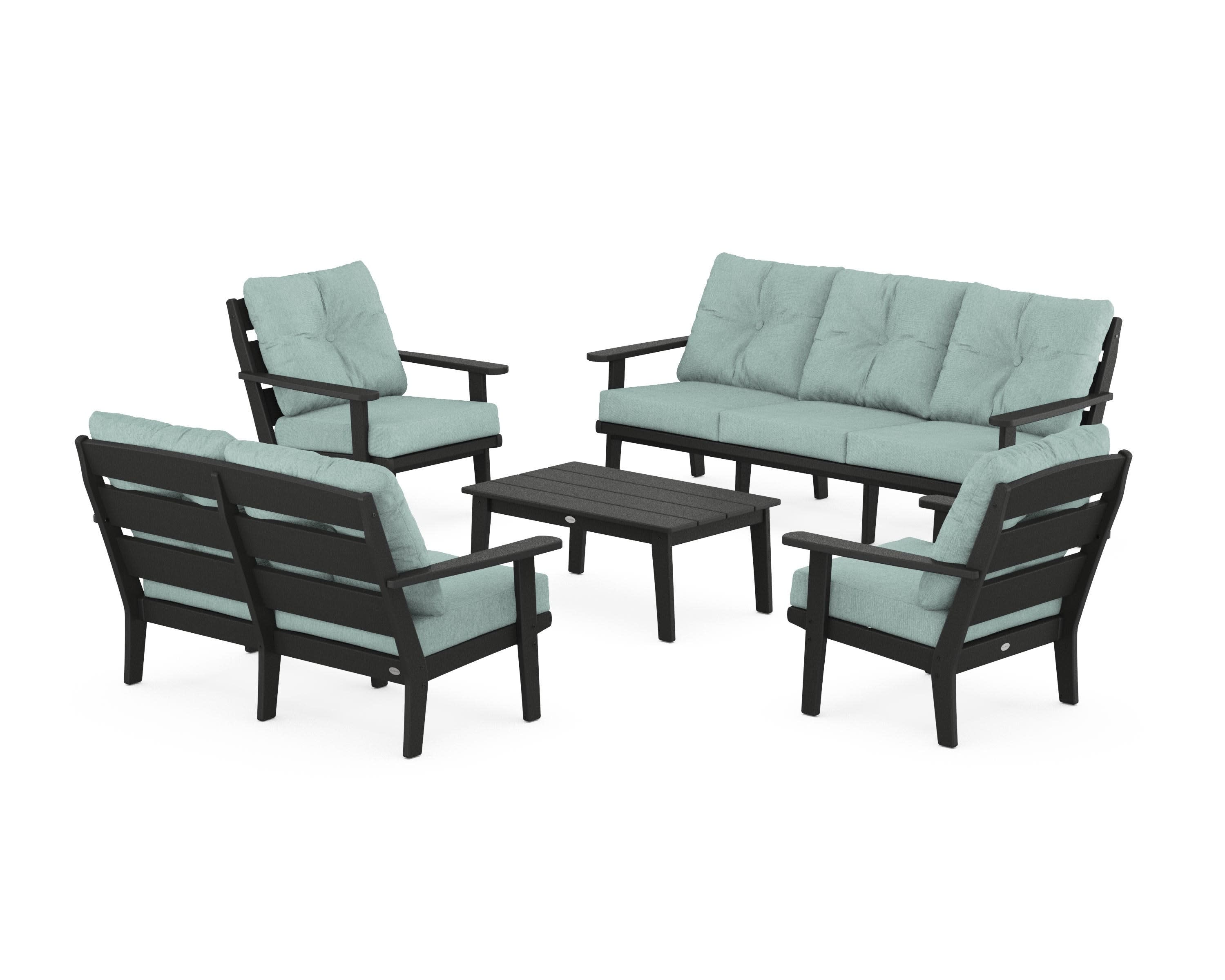 Lakeside 5-Piece Lounge Sofa Set in Black / Glacier Spa