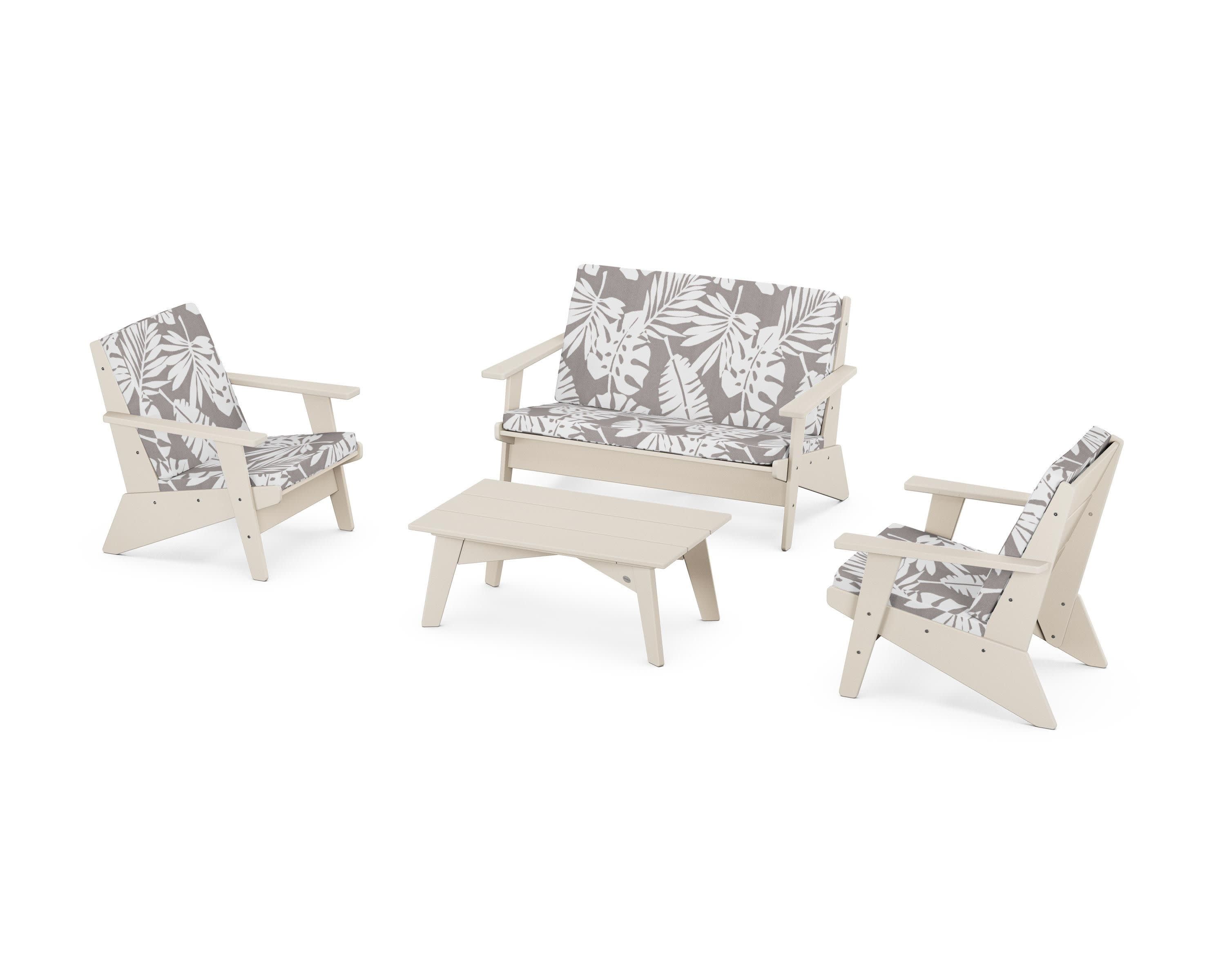 Riviera Modern Lounge 4-Piece Set in Sand / Leaf Grey Mist