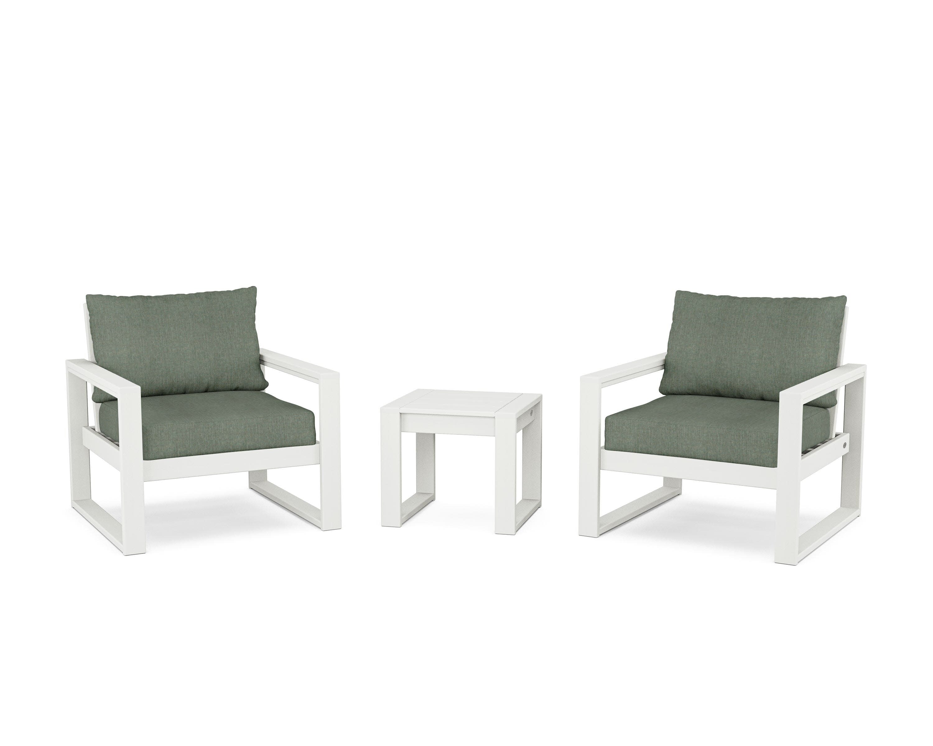 EDGE Sectional 3-Piece Deep Seating Set in Vintage White / Cast Sage