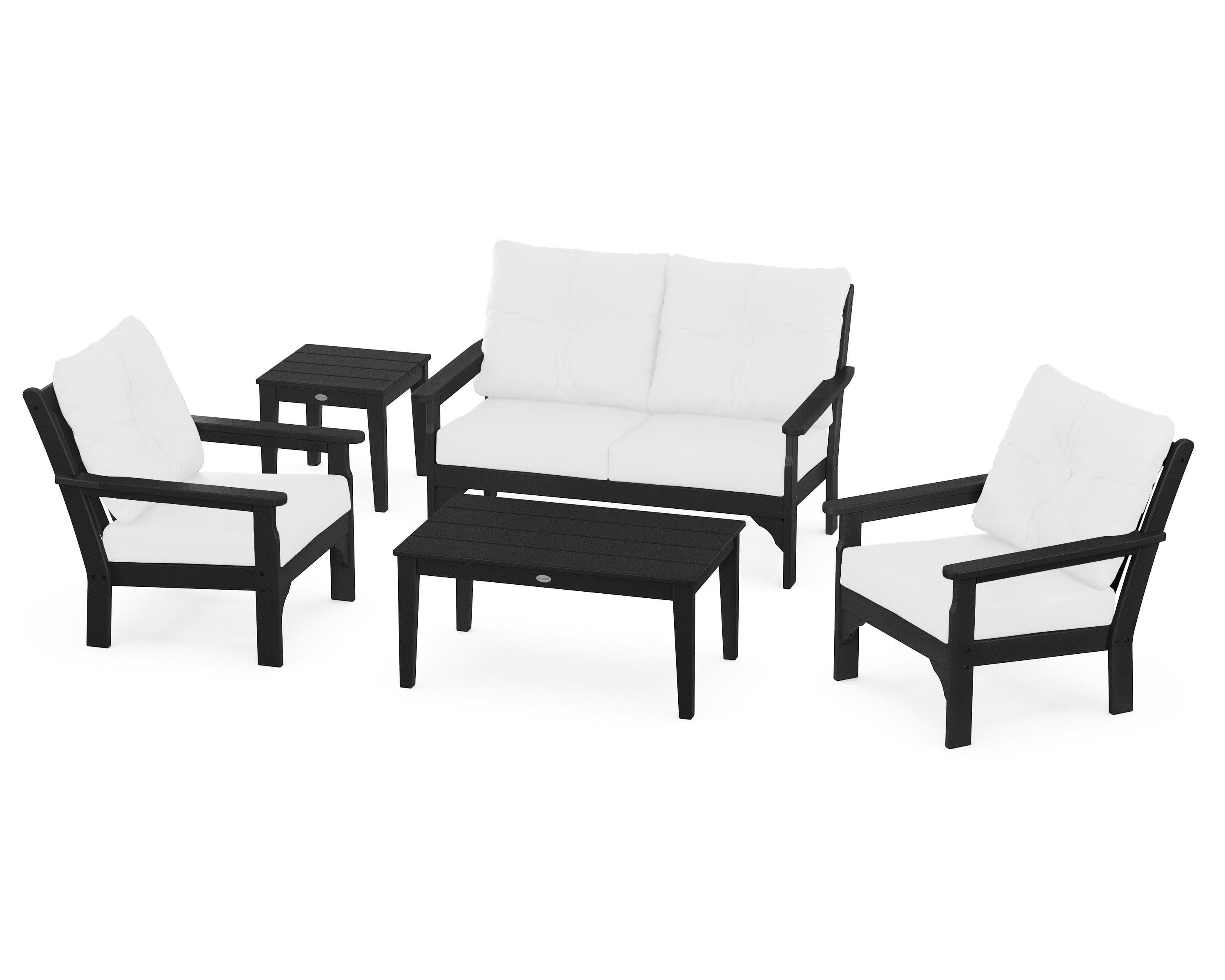 Vineyard 5-Piece Deep Seating Set in Black / Natural