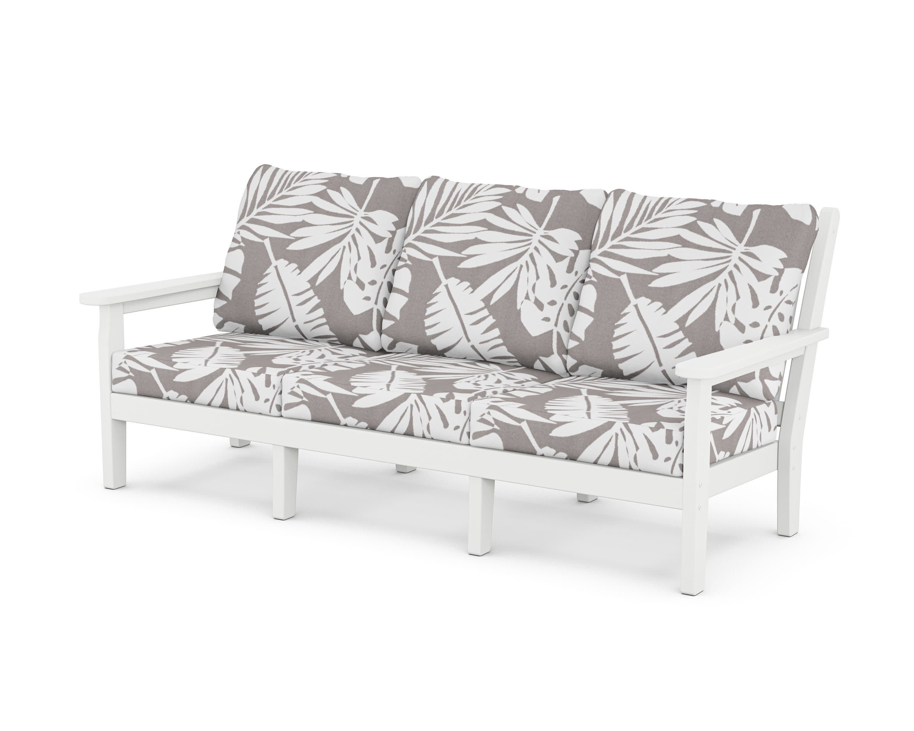 Chippendale Deep Seating Sofa in White / Leaf Grey Mist