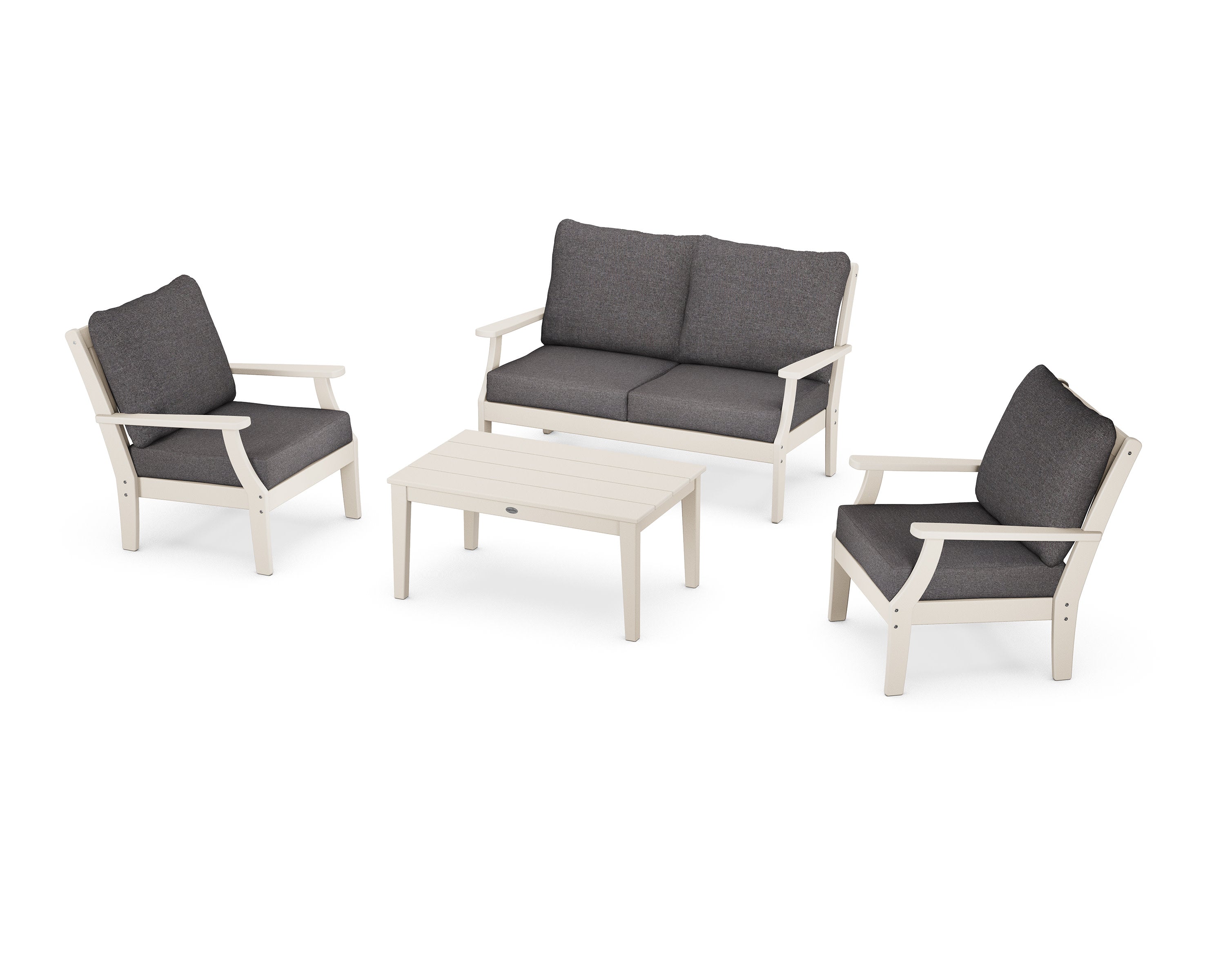 Braxton 4-Piece Deep Seating Chair Set in Sand / Ash Charcoal