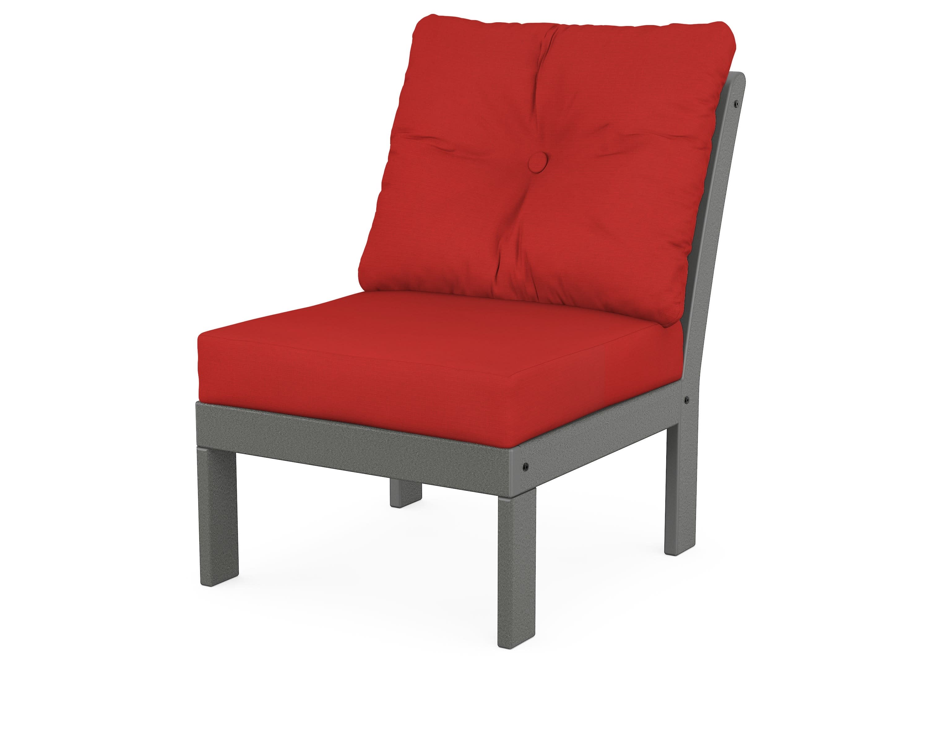 Vineyard Modular Armless Chair in Slate Grey / Crimson Linen