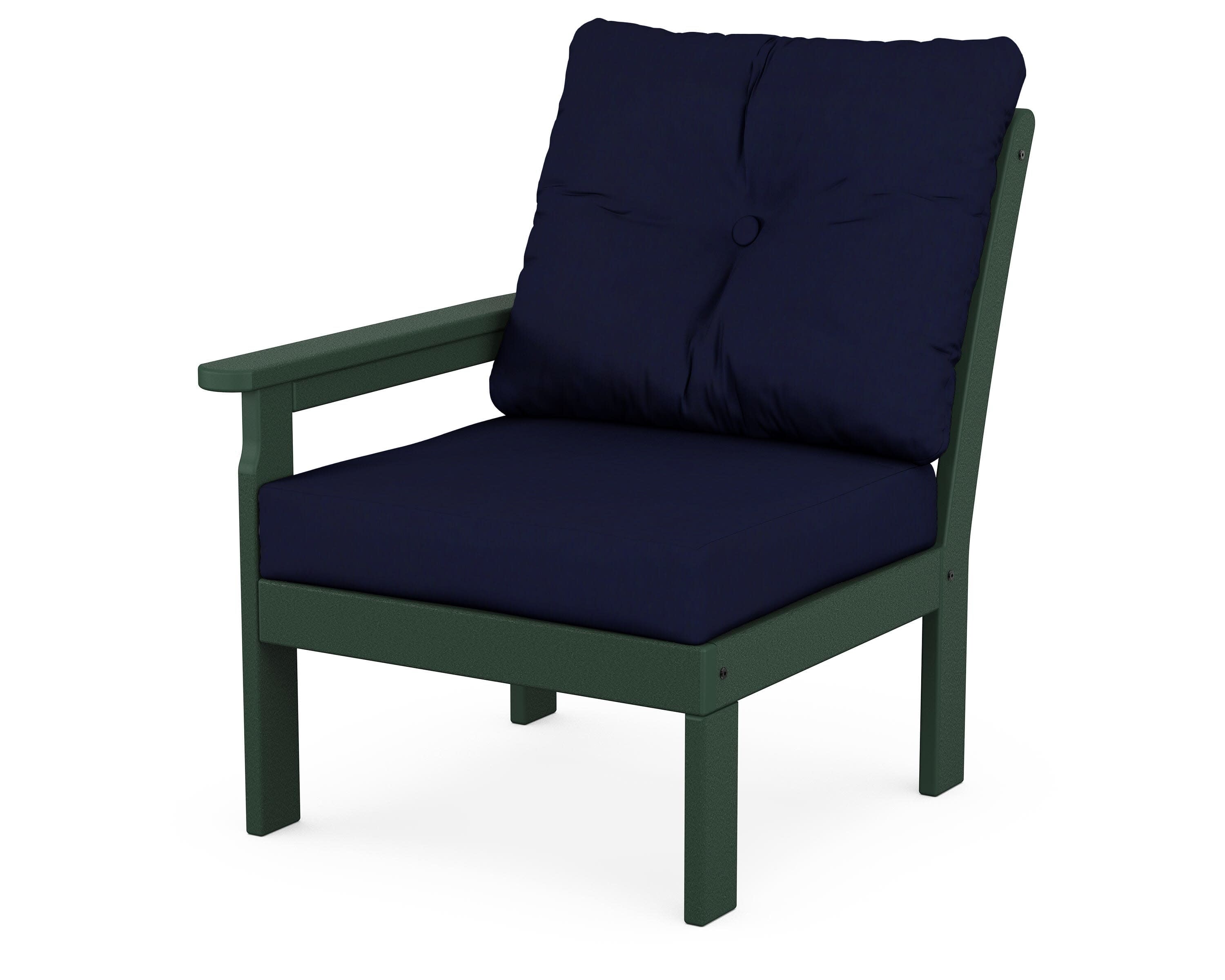 Vineyard Modular Left Arm Chair in Green / Navy