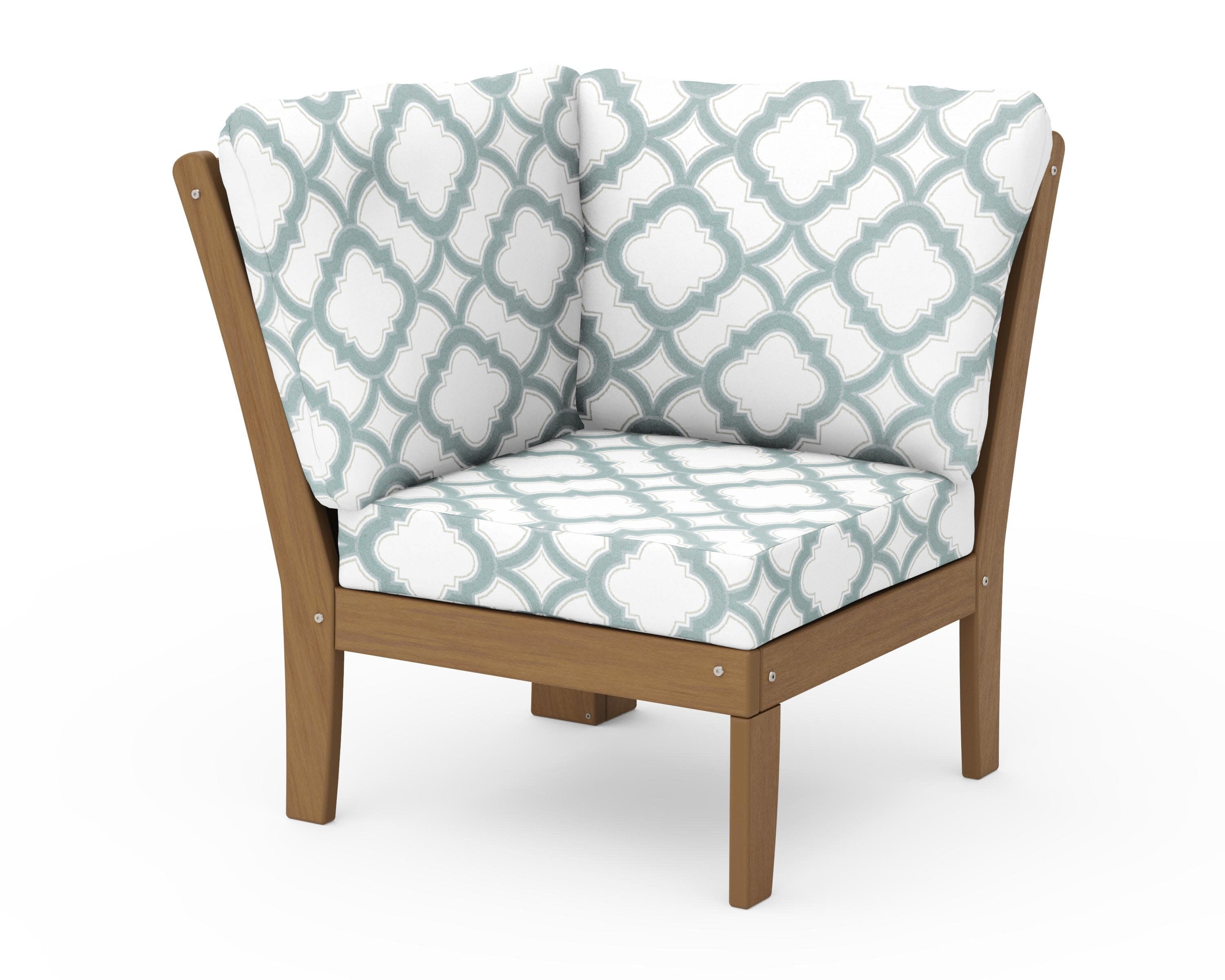 Braxton Modular Corner Chair in Natural / Trellis Glacier Spa