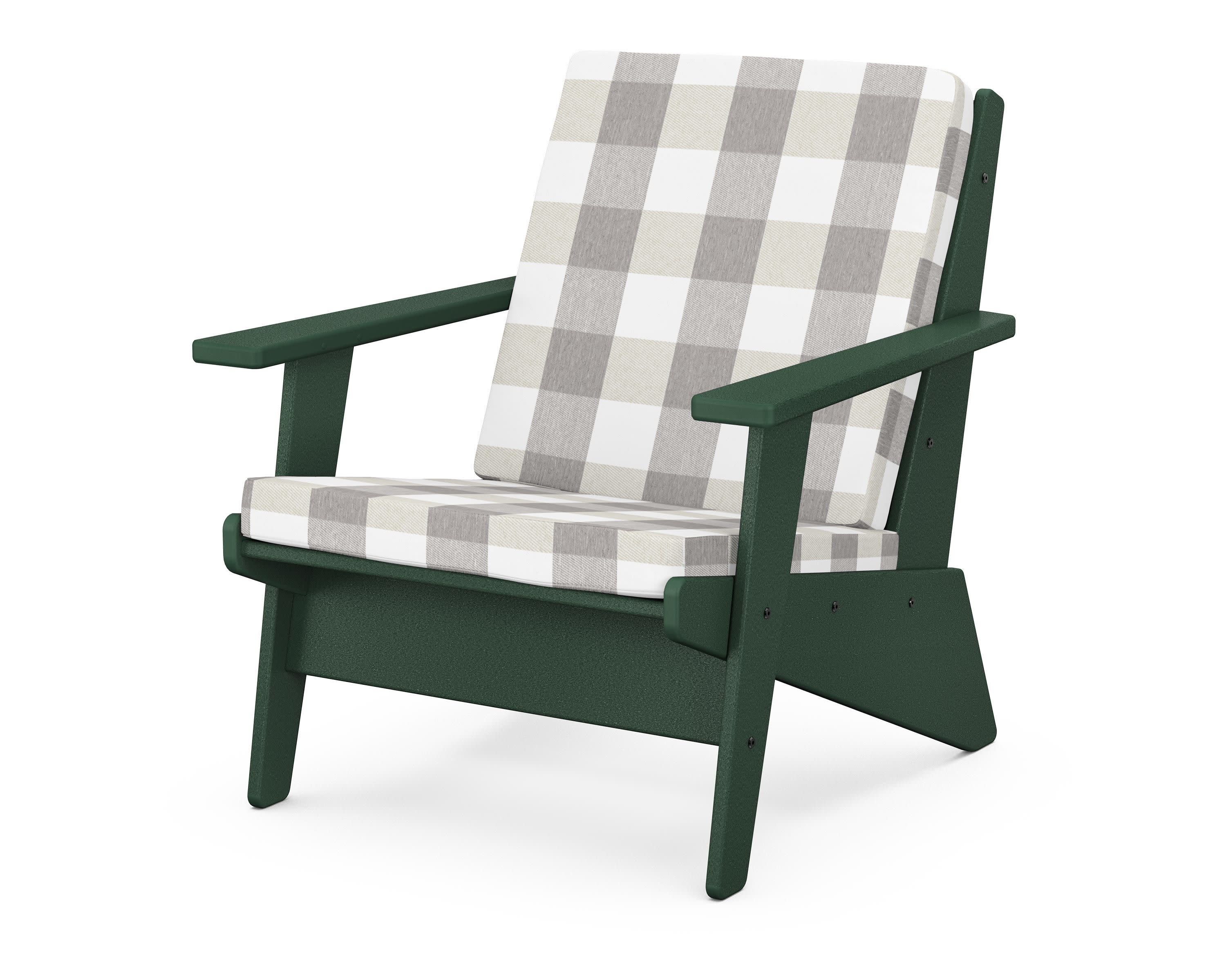 Riviera Modern Lounge Chair in Green / Buffalo Plaid Grey Mist