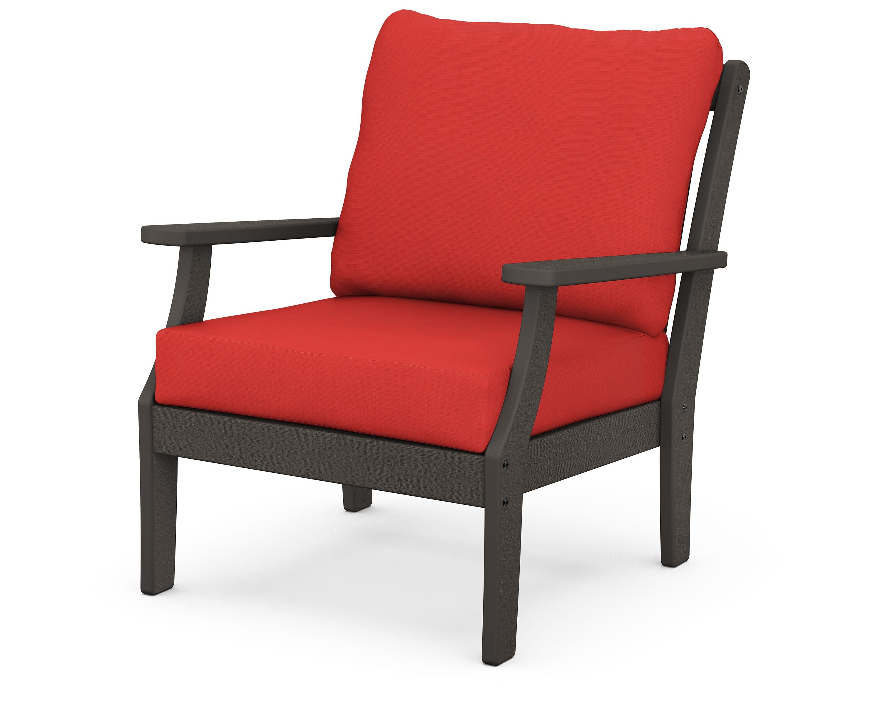 Braxton Deep Seating Chair in Vintage Coffee / Crimson Linen