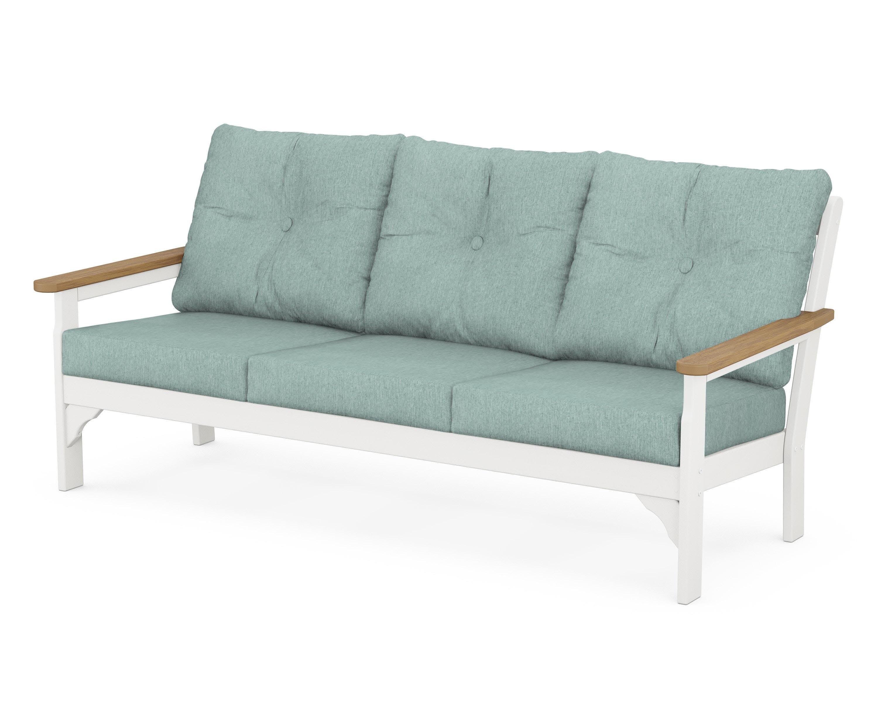 Vineyard Deep Seating Sofa in White / Natural / Glacier Spa