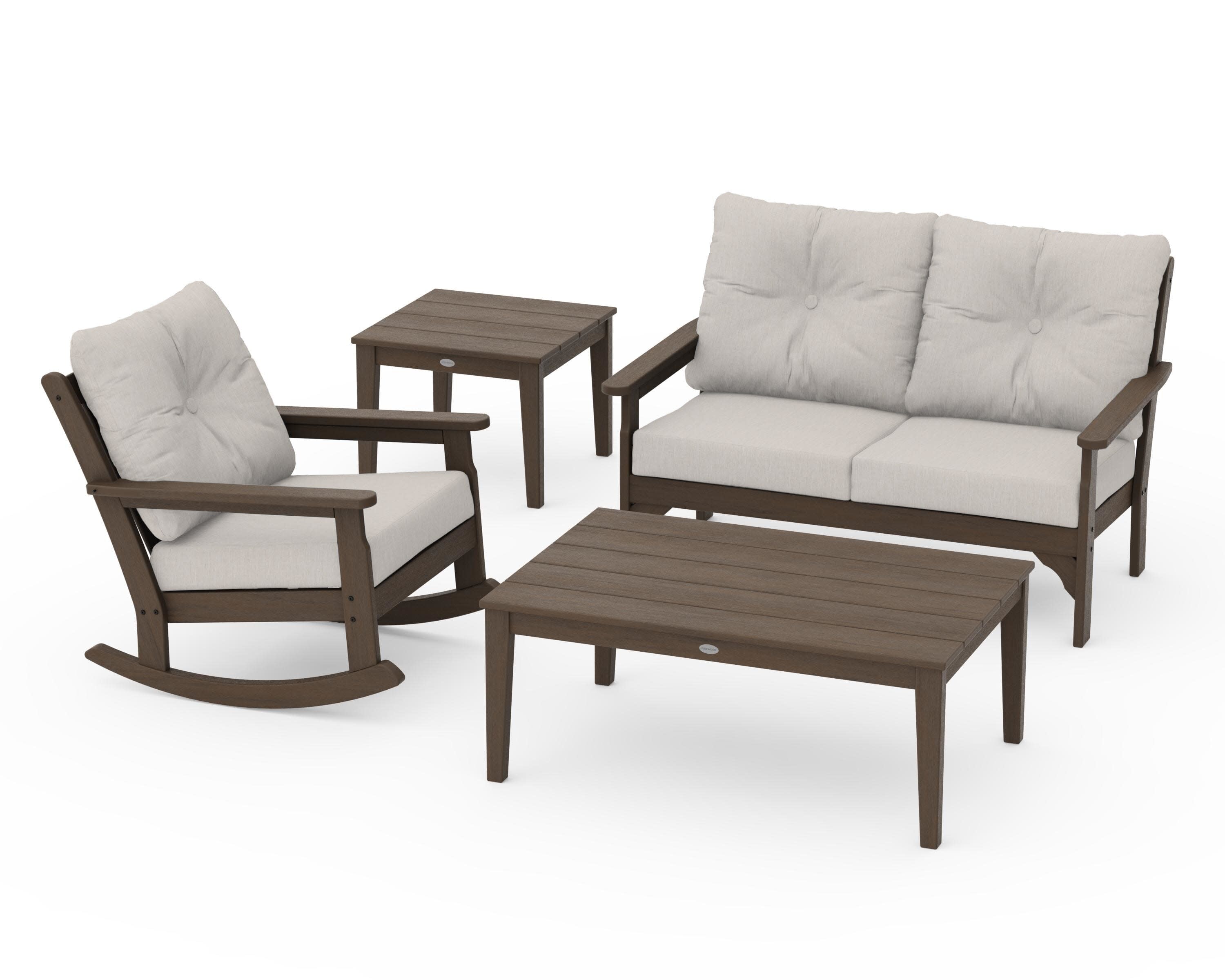 Vineyard 4-Piece Deep Seating Rocker Set in Kona / Cast Ash