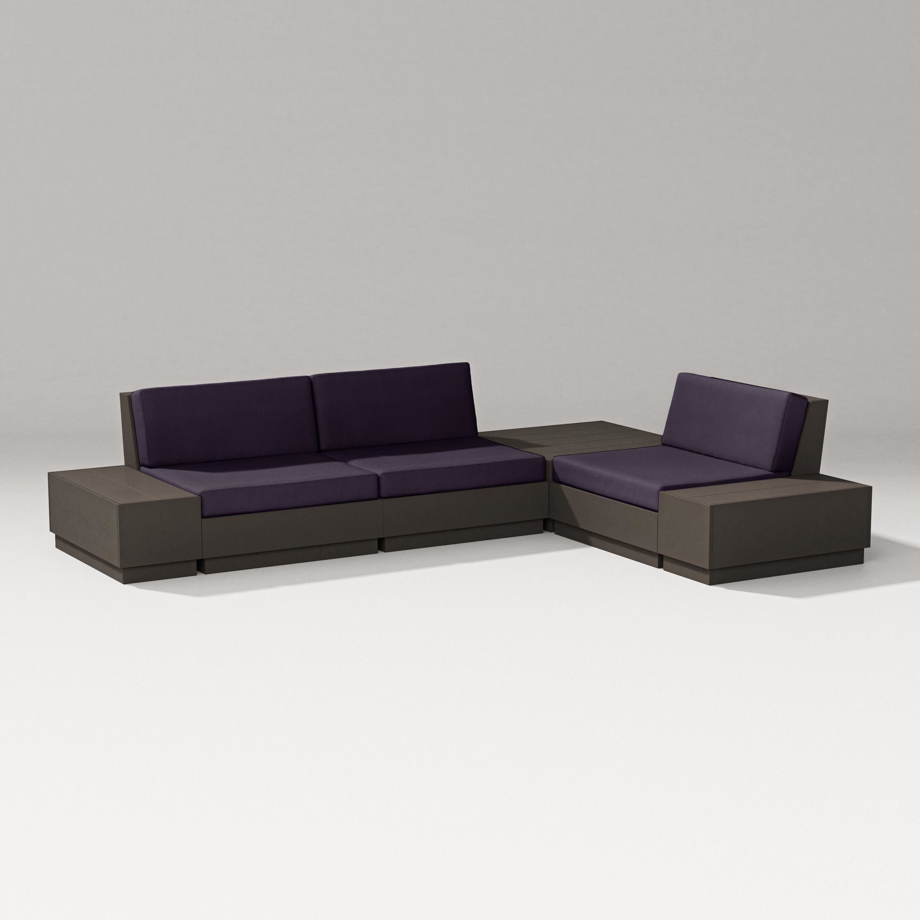 Elevate 6-Piece Corner Sectional in Vintage Coffee / Navy Linen